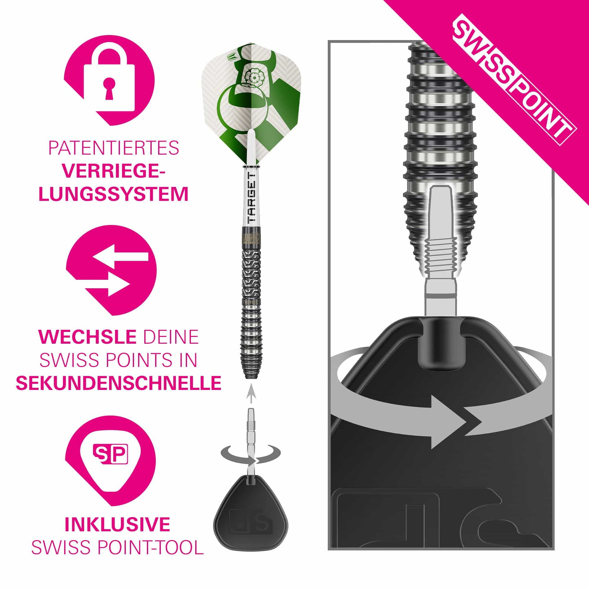 Target Charlie Manby Swiss Points Steeldarts Abgebildet sind die Target Charlie Manby Swiss Points Steeldarts. Diese Darts zeichnen sich durch ihre hochwertige Verarbeitung aus.