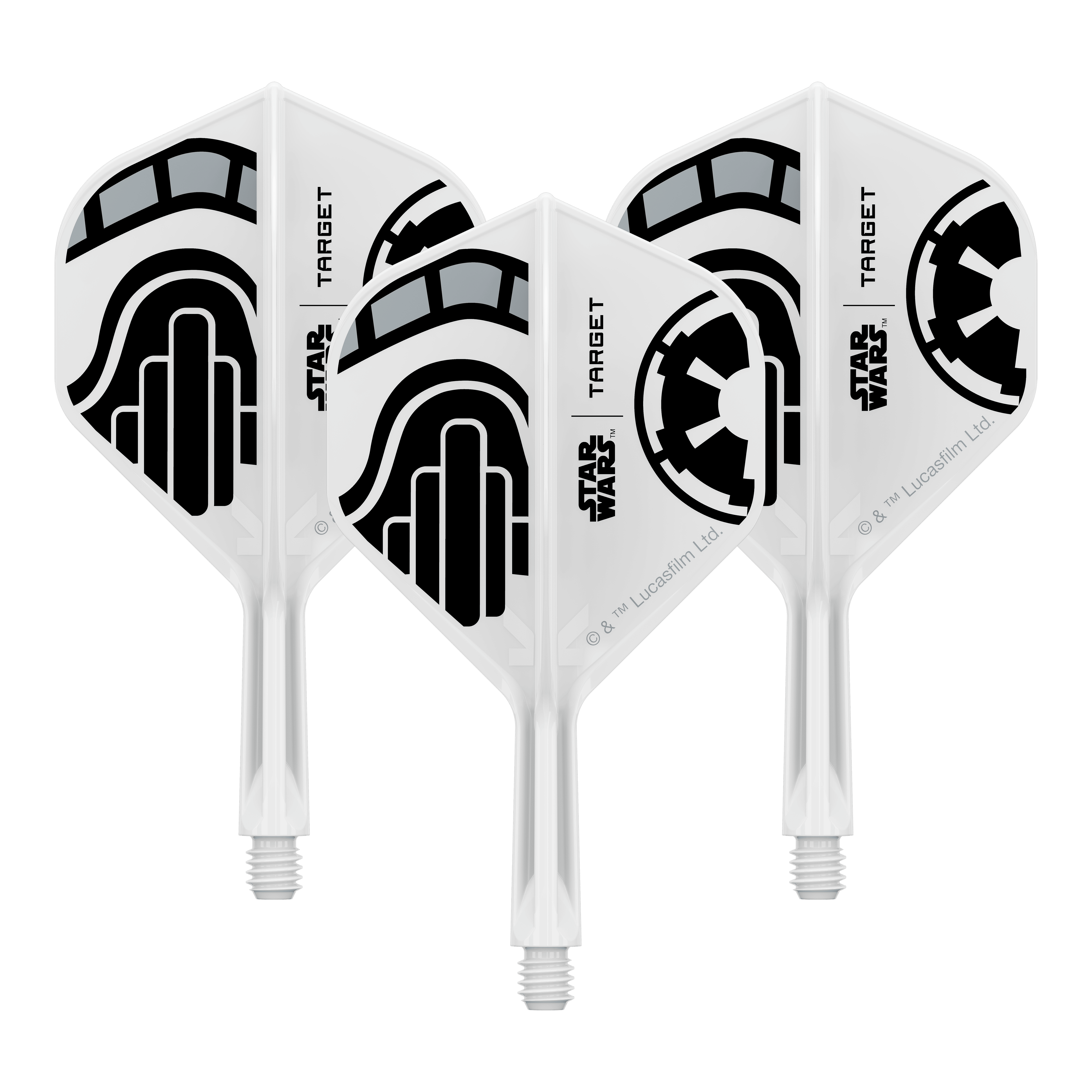 Target Star Wars K-Flex Stormtrooper No2 Standard Flights Abgebildet ist ein Set kurzer Dartflügel mit dem Namen 'Stormtrooper No2 Standard Flights Short 19mm 1Set'. Das Produkt eignet sich für Dartspieler, die besondere Designs mögen.