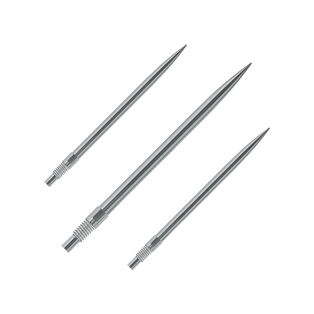 Harrows Quick Point Dart Tips - Silver Das Bild zeigt vermutlich ein Set silberner Dartspitzen von Harrows, 40mm lang. Der Dateiname lautet 'QP23950_Harrows_QuickPoint_Dartspitzen_Silber_40mm_1Set'.