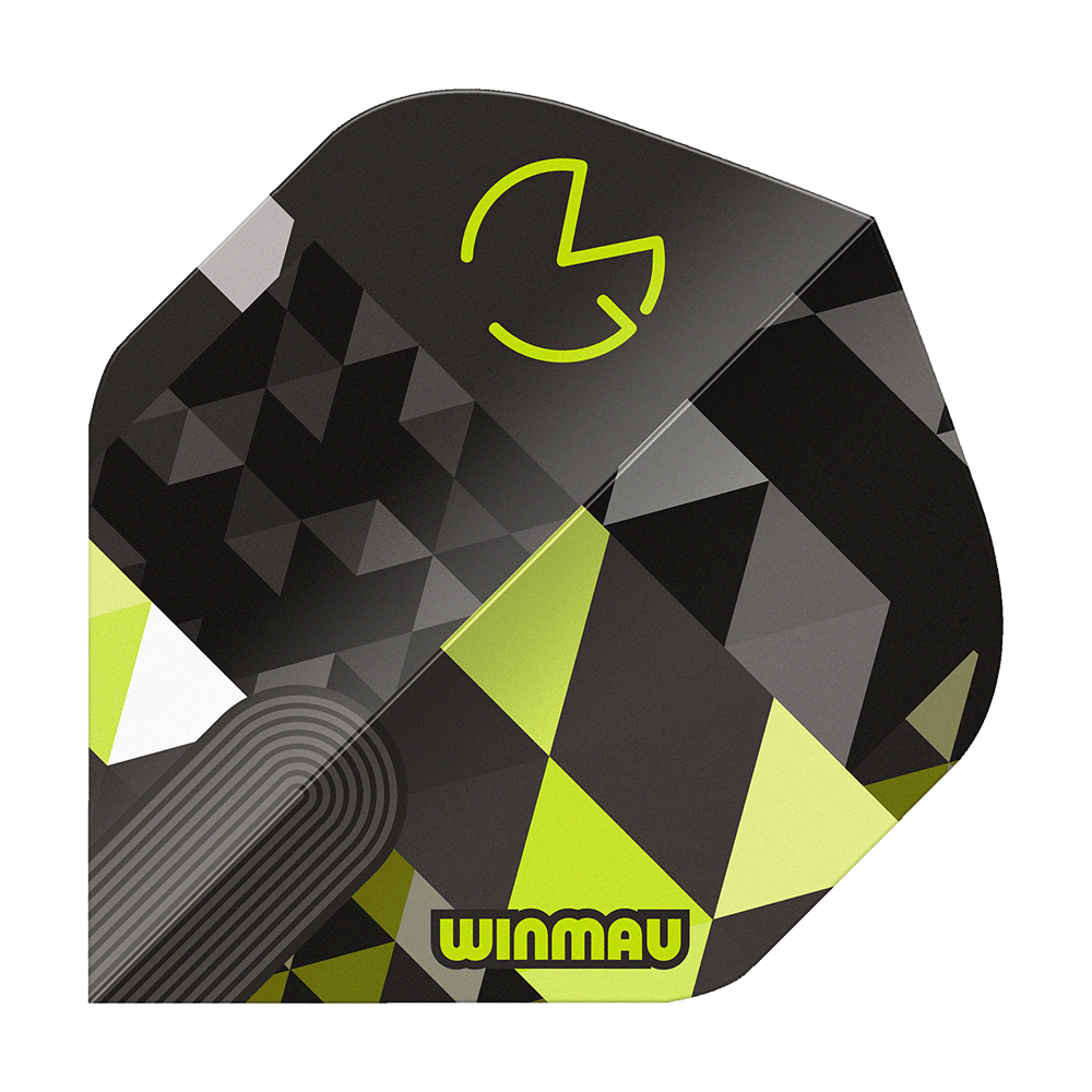 Letky Winmau Prism Delta MvG Logo Green No2 Standard Zu sehen ist Winmau Prism Delta MvG Logo Green No2 Standard Flights. Es handelt sich um Dart-Flights in grün mit MvG-Logo.