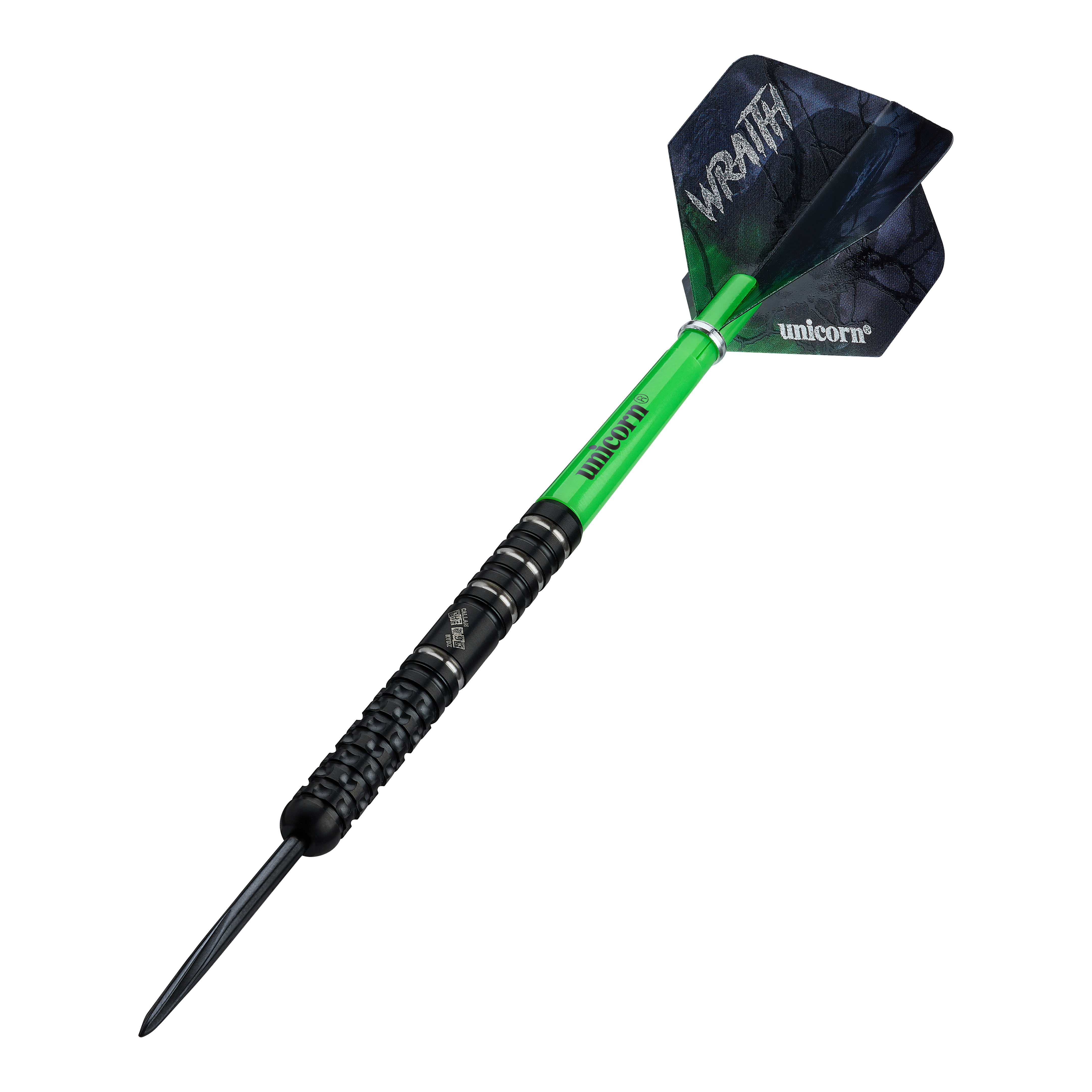 Abgebildet sind die Unicorn Wraith Callan Rydz Steeldarts - 23g. Das Produkt wird aus einem anderen Blickwinkel gezeigt.