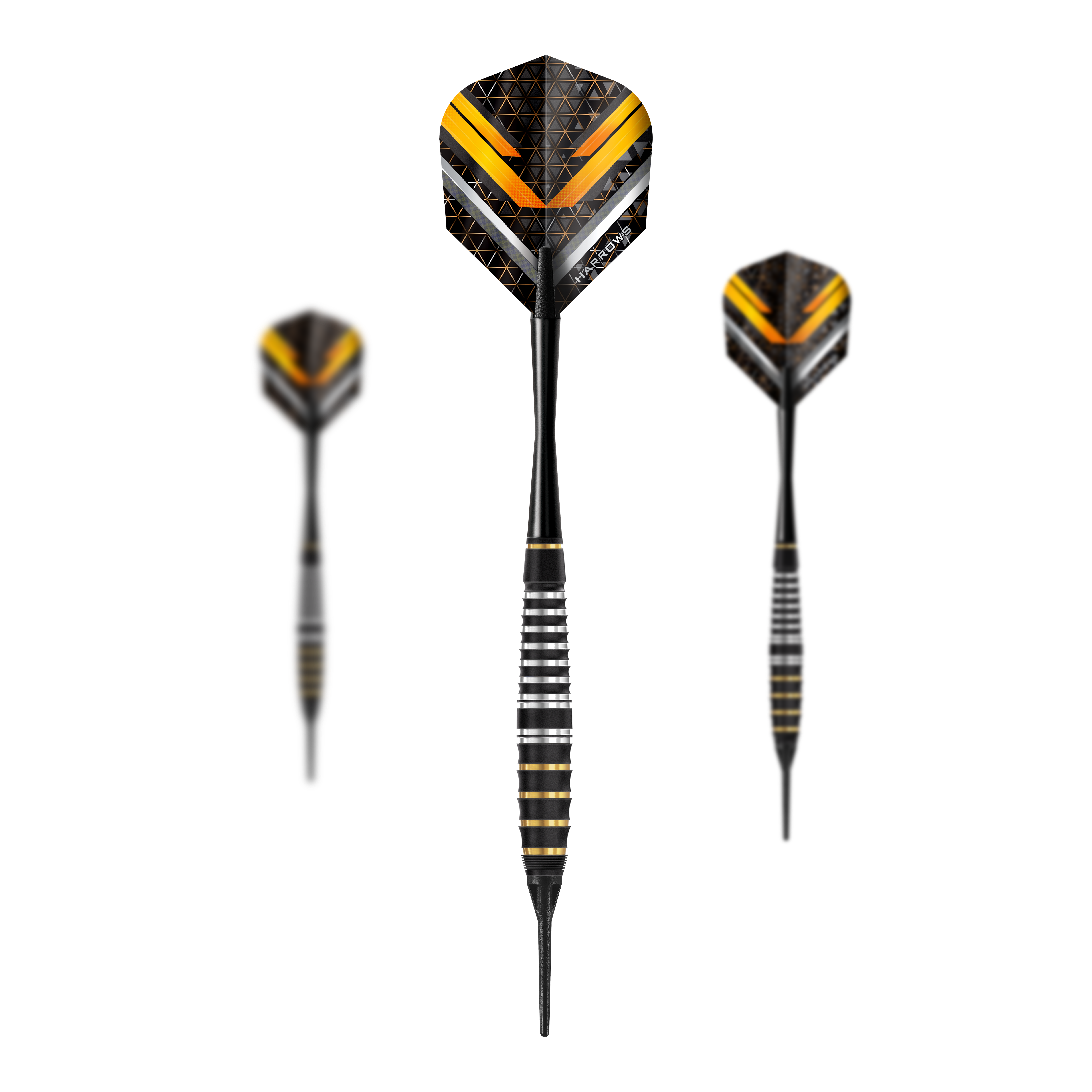 Harrows Vulcan Softdarts Das Bild zeigt ein Set Harrows Vulcan Softdarts. Die Darts sind speziell für Softdart-Spiele entwickelt.