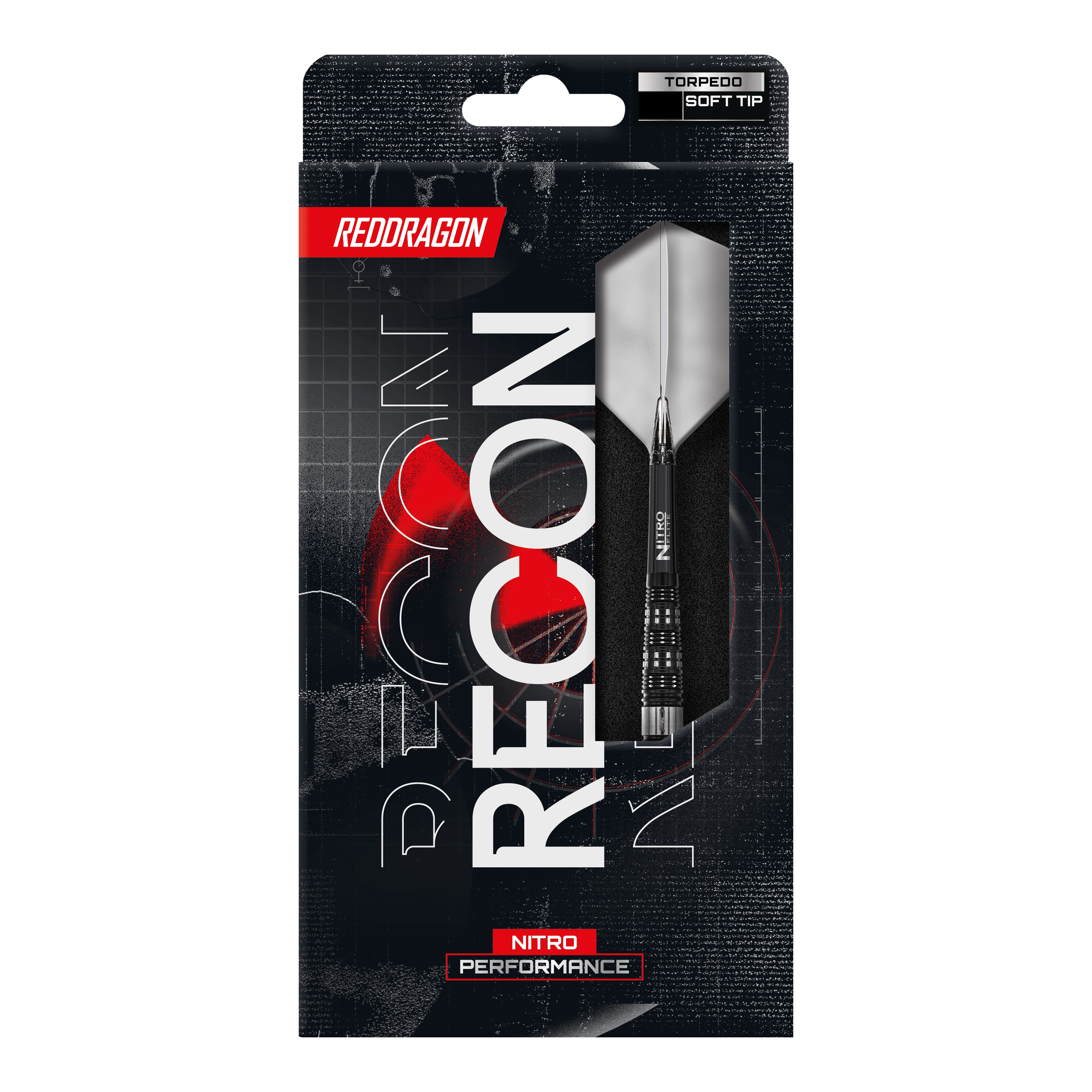 Dardos blandos Red Dragon Recon Torpedo - 20 g Das Foto zeigt die Red Dragon Recon Torpedo Softdarts - 20g. Die Darts sind für Softdart-Spiele geeignet und wirken robust.