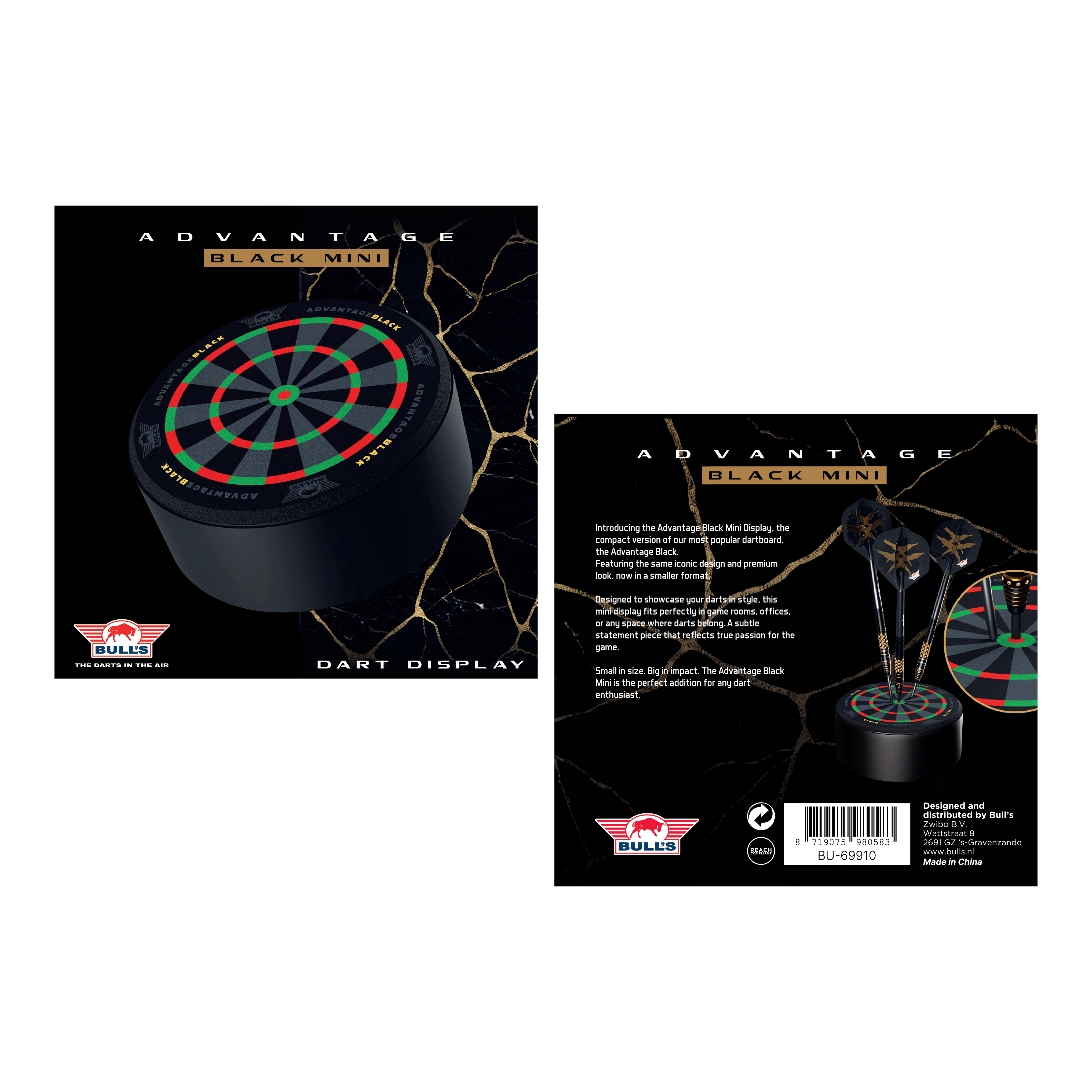 Bulls NL Advantage Black Mini Dart Display Darthalter Das Bild zeigt den Bulls NL Advantage Black Mini Dart Display Darthalter. Der Halter ist ideal zur Ausstellung von Mini-Darts.