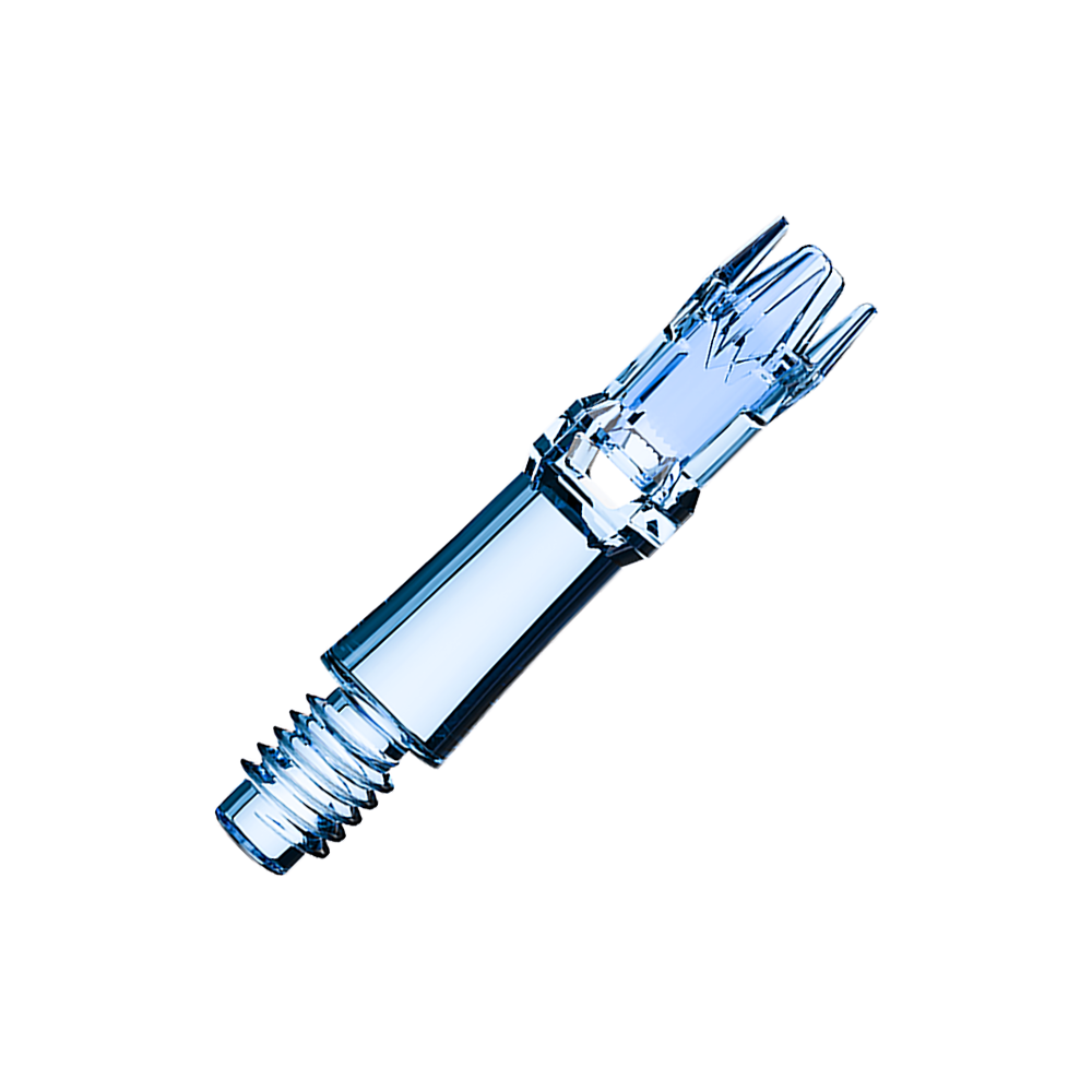 Náhradní hřídele L-Systém L - čirá modrá Zwei blaue transparente Ersatzshafts sind dargestellt. Die Shafts liegen nebeneinander.