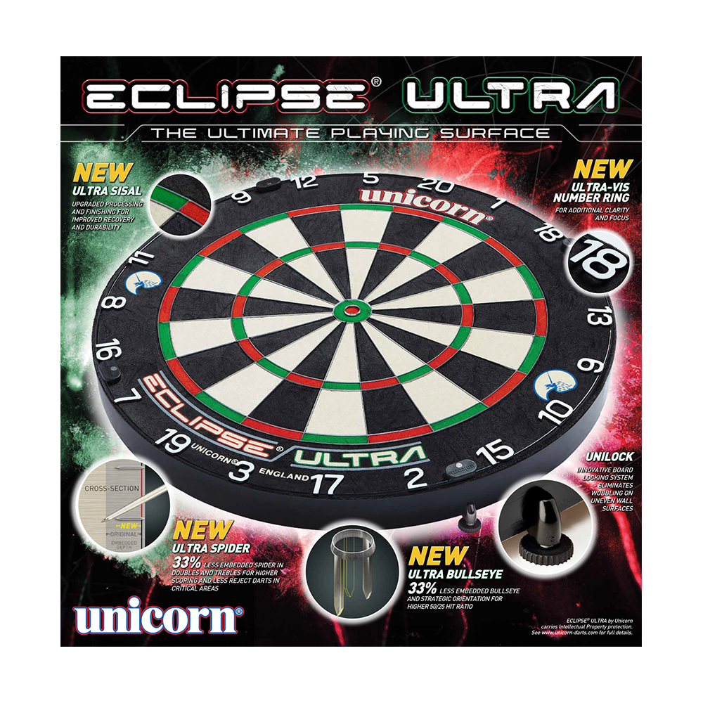 Tablero de dardos de acero Unicorn Eclipse Ultra