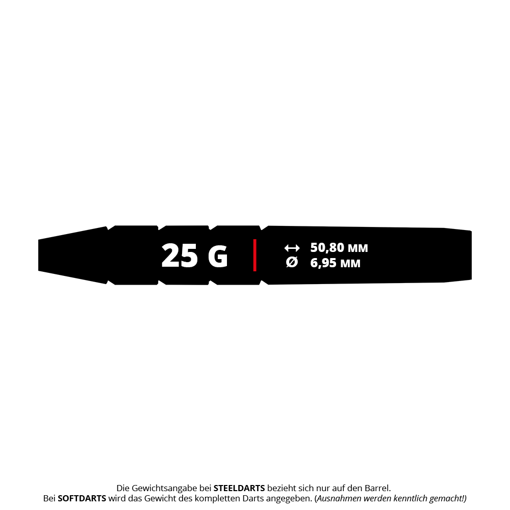 Hier sind die Red Dragon 50 Year Collection Hexoset 3 Steeldarts mit 25g abgebildet. Sie gehören zu einer speziellen limitierten Jubiläumskollektion.