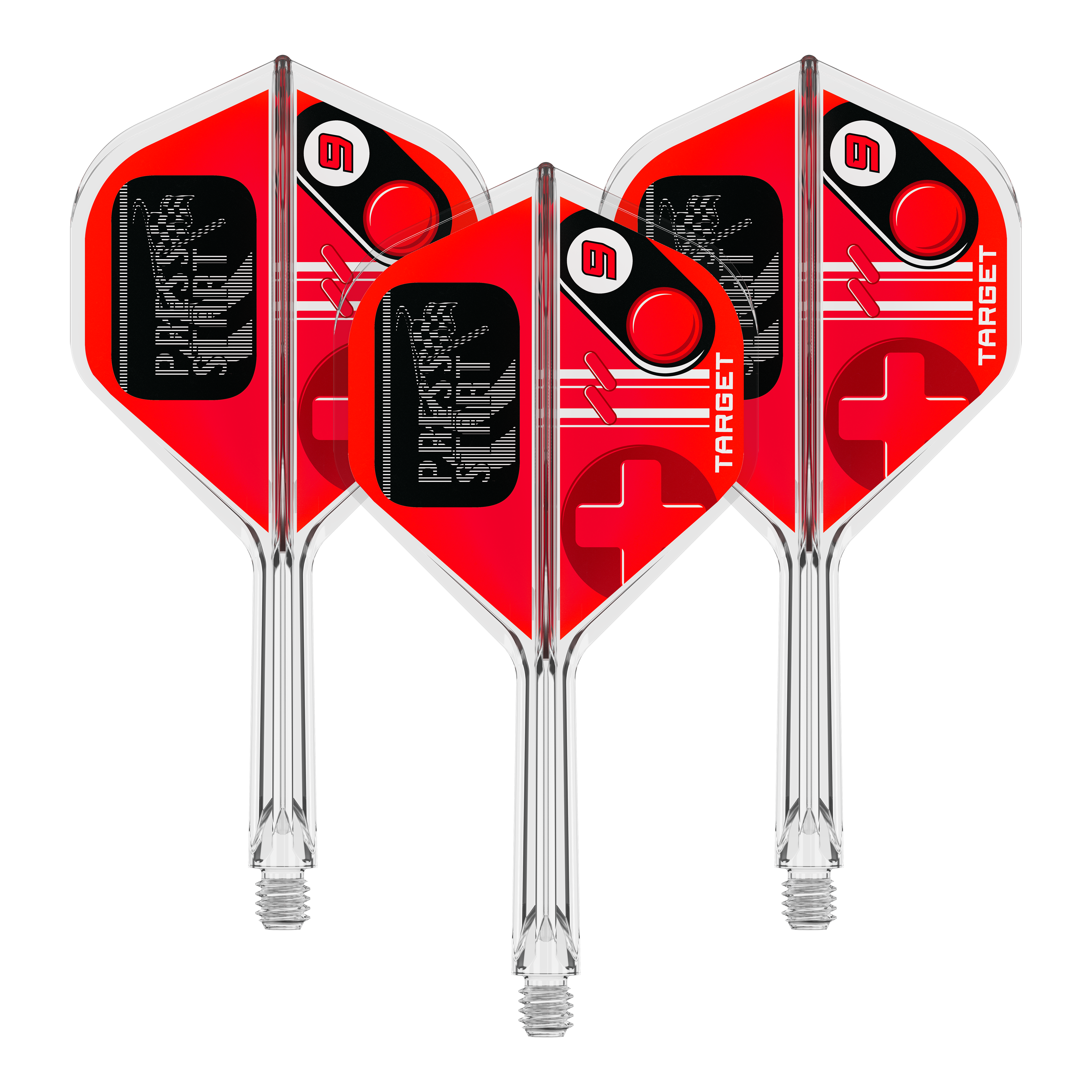 Target K-Flex Press Start No2 Standard Flights Foto von 410586_Target_K-Flex_PressStart_No2_Standard_Flights_26mm_1Set. Es handelt sich wahrscheinlich um ein Set von Dart Flights.