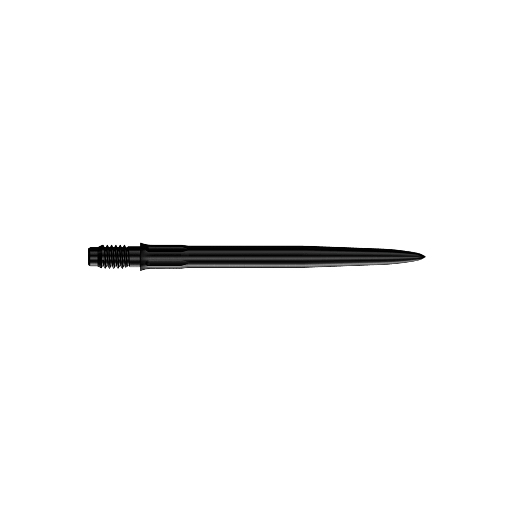 Mission R2.5 Rapid Point SM1 Dartspitzen - Schwarz Das Bild zeigt schwarze Dartspitzen mit einer Länge von 30 mm. Es sind zwei Spitzen abgebildet.