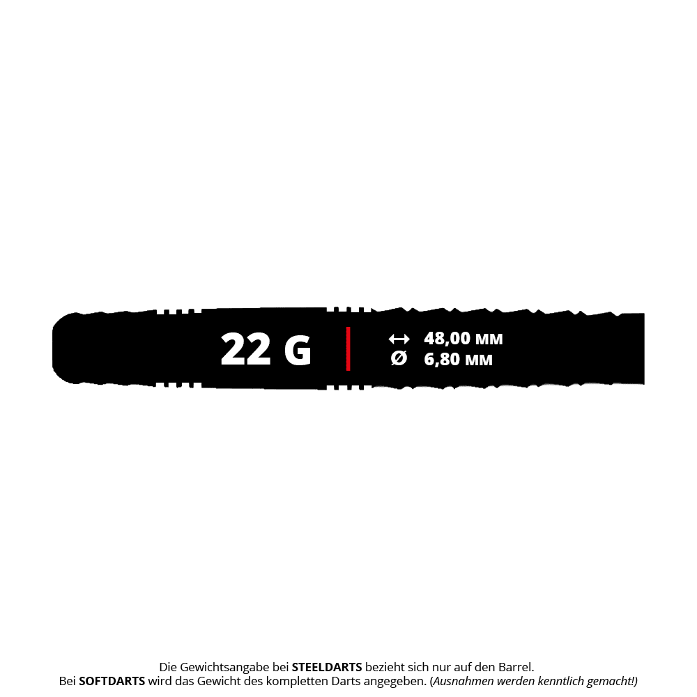 Ocelové šipky Caliburn Wolfpack W6 - 22g Abgebildet ist der Caliburn Wolfpack W6 Steeldart mit 22g Gewicht. Dieser Dart zeichnet sich durch sein modernes Design und hochwertige Verarbeitung aus.