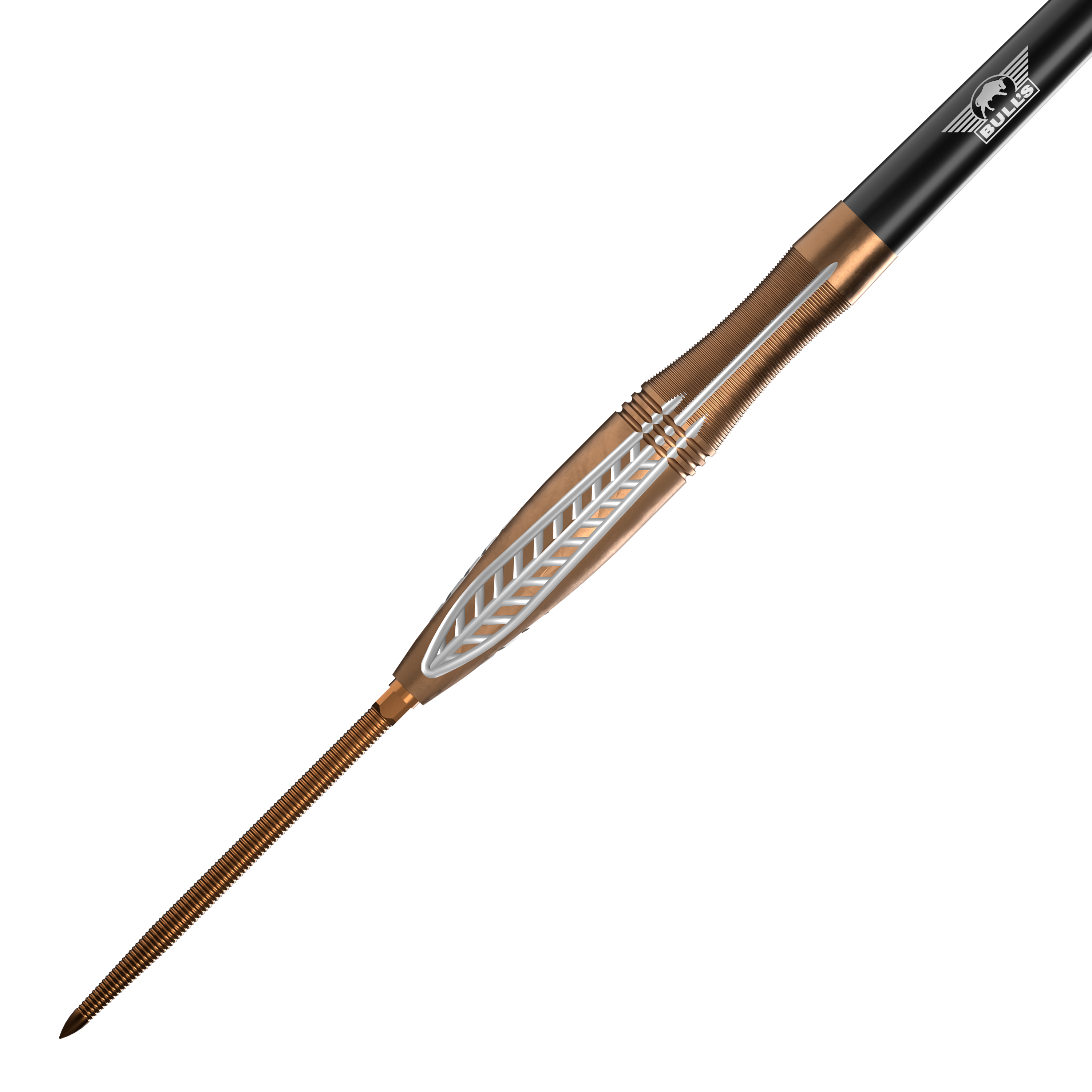 Šipky Bulls NL Bronzo Flux Convertible Point Steel Darts Zu sehen sind Bulls NL Bronzo Flux Convertible Point Steeldarts. Das Set enthält Darts in Metalloptik.