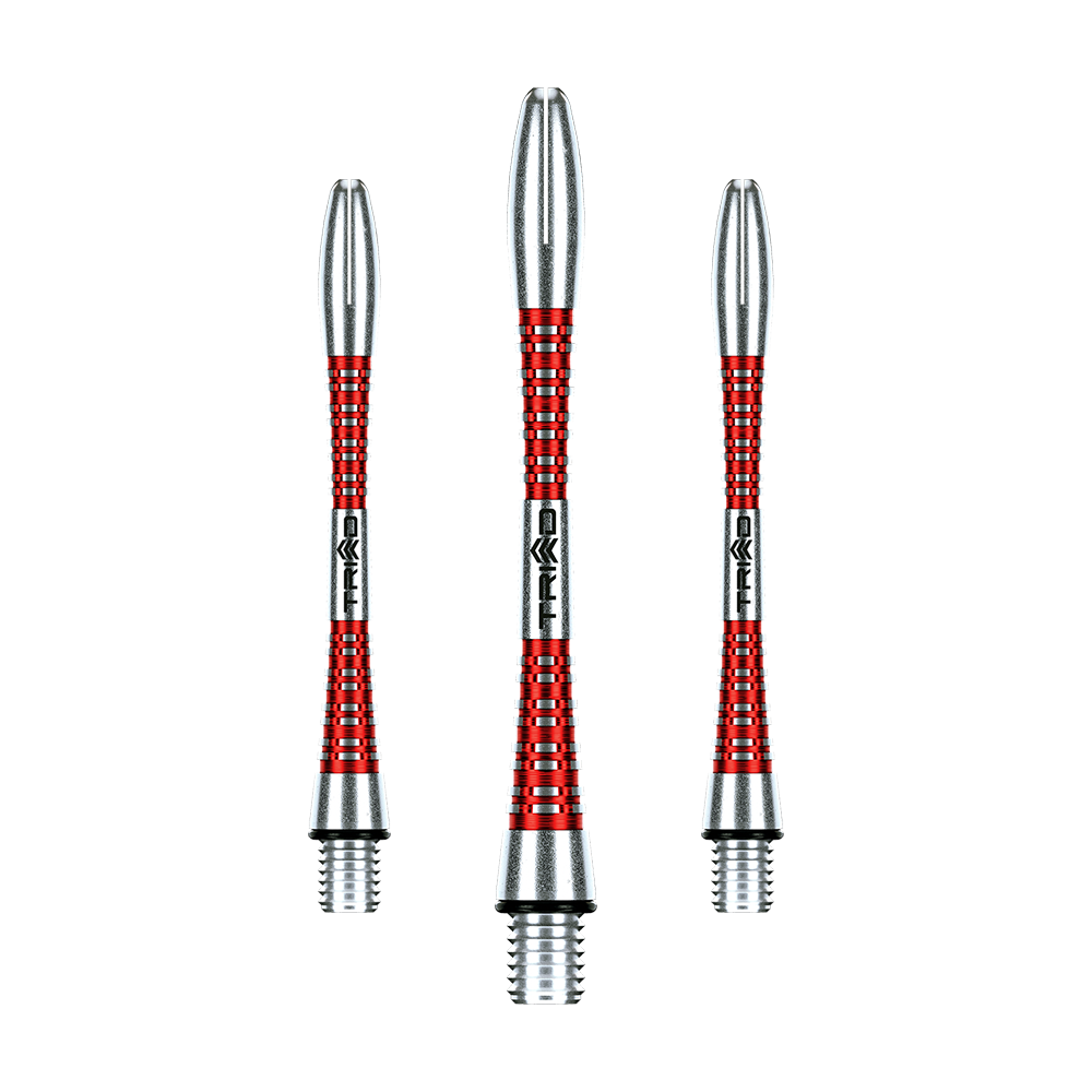 7013-202_Winmau_Triad_Aluminium_Shafts_Rot_46mm_1 Ein Winmau Triad Aluminium Shaft in Rot ist abgebildet.