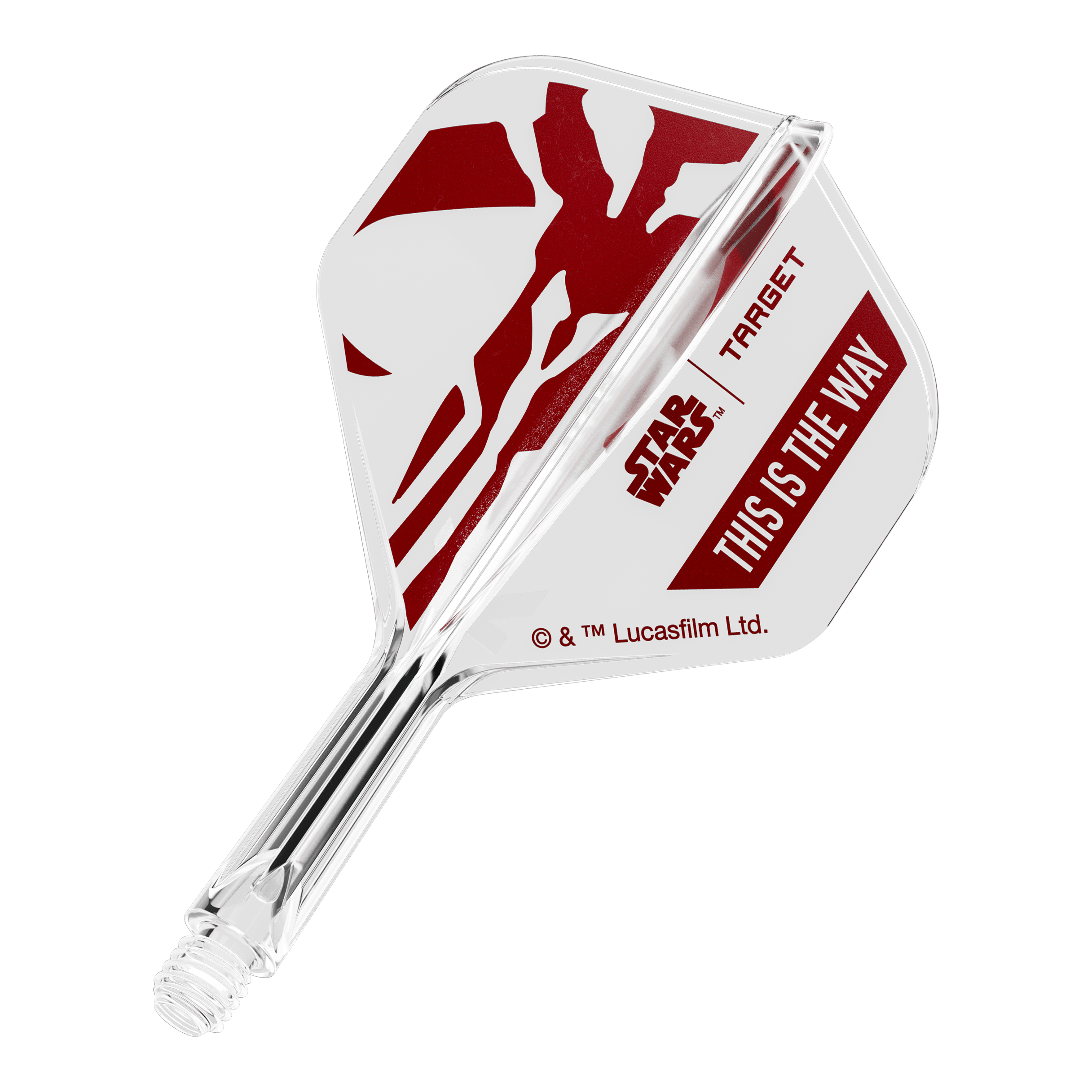 Set Target Star Wars K-Flex Mandalorian No2 Voli Standard Abgebildet ist ein Flight für Darts, inspiriert von Star Wars. Es handelt sich um das Modell 'K-Flex This Is The Way No2 Standard Flights' mit 19mm Größe.