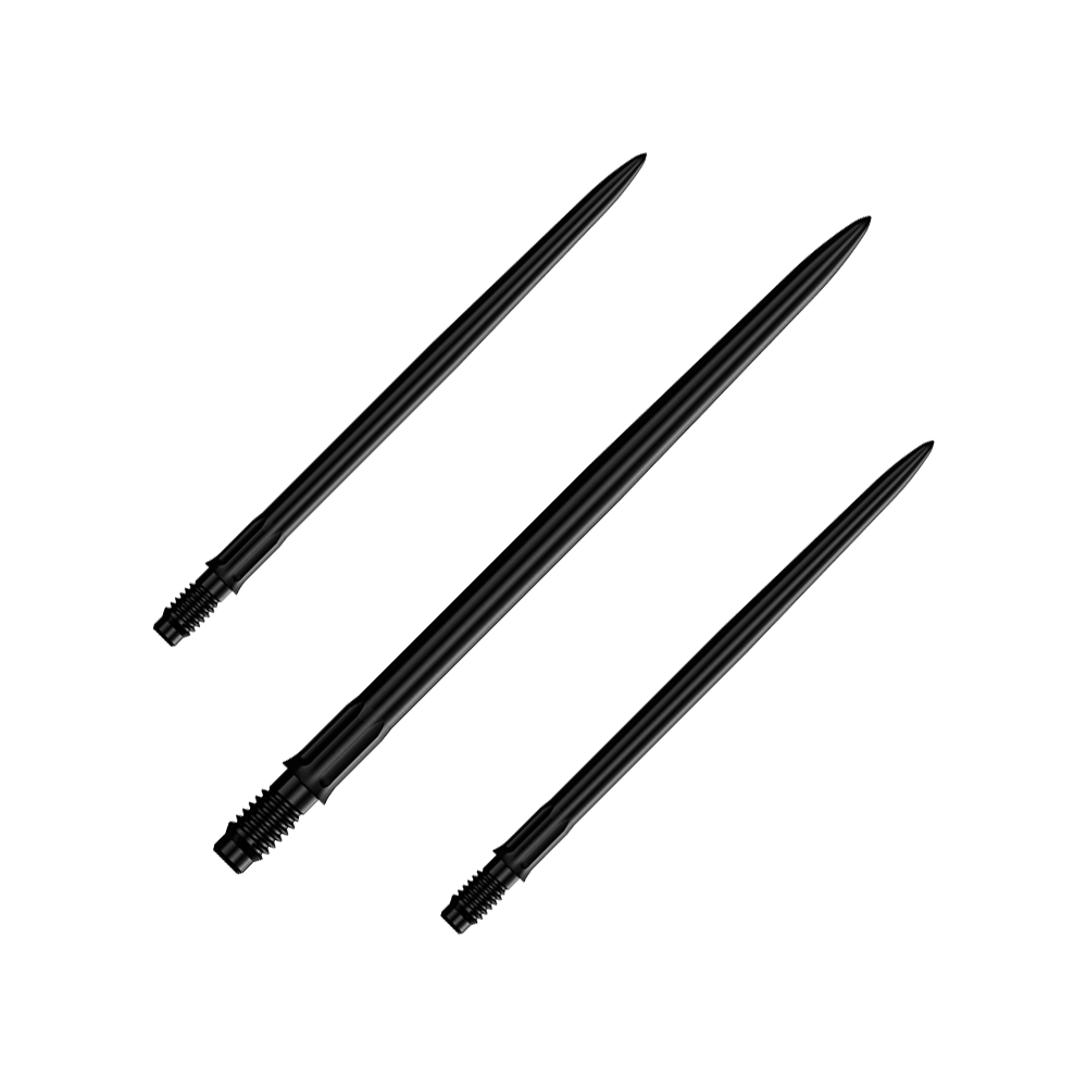 Mission R2.5 Rapid Point SM1 Dartspitzen - Schwarz Das Bild zeigt ein Set schwarzer Dartspitzen mit einer Länge von 40mm. Es sind Mission R25 Rapid Point SM1 Dartspitzen abgebildet.
