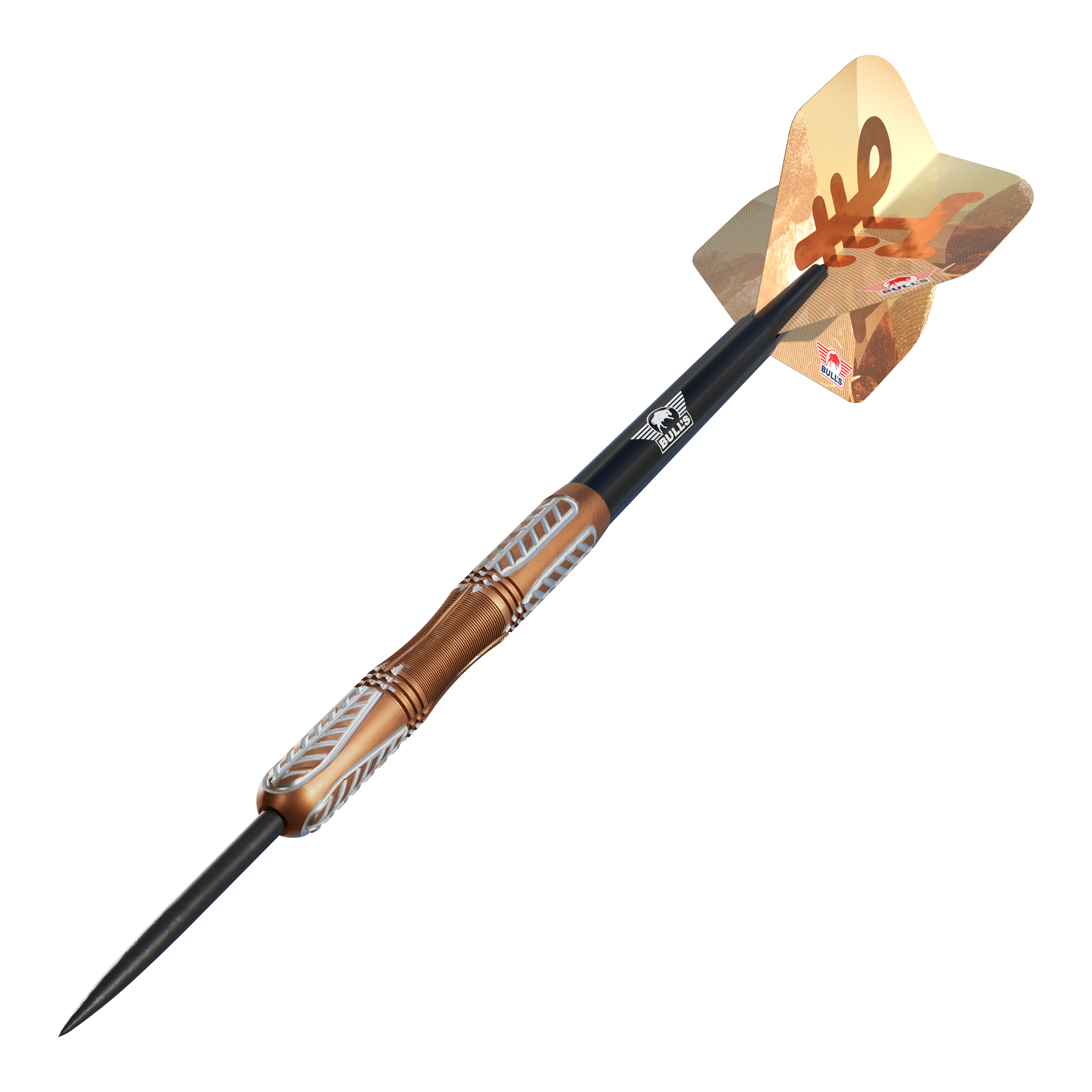 Dardos Bulls NL Bronzo True Steel - 23 g Bulls NL Bronzo True Steeldarts mit 23 Gramm Gewicht sind abgebildet. Das Bild zeigt Steeldarts mit typischem bronzefarbenem Design.
