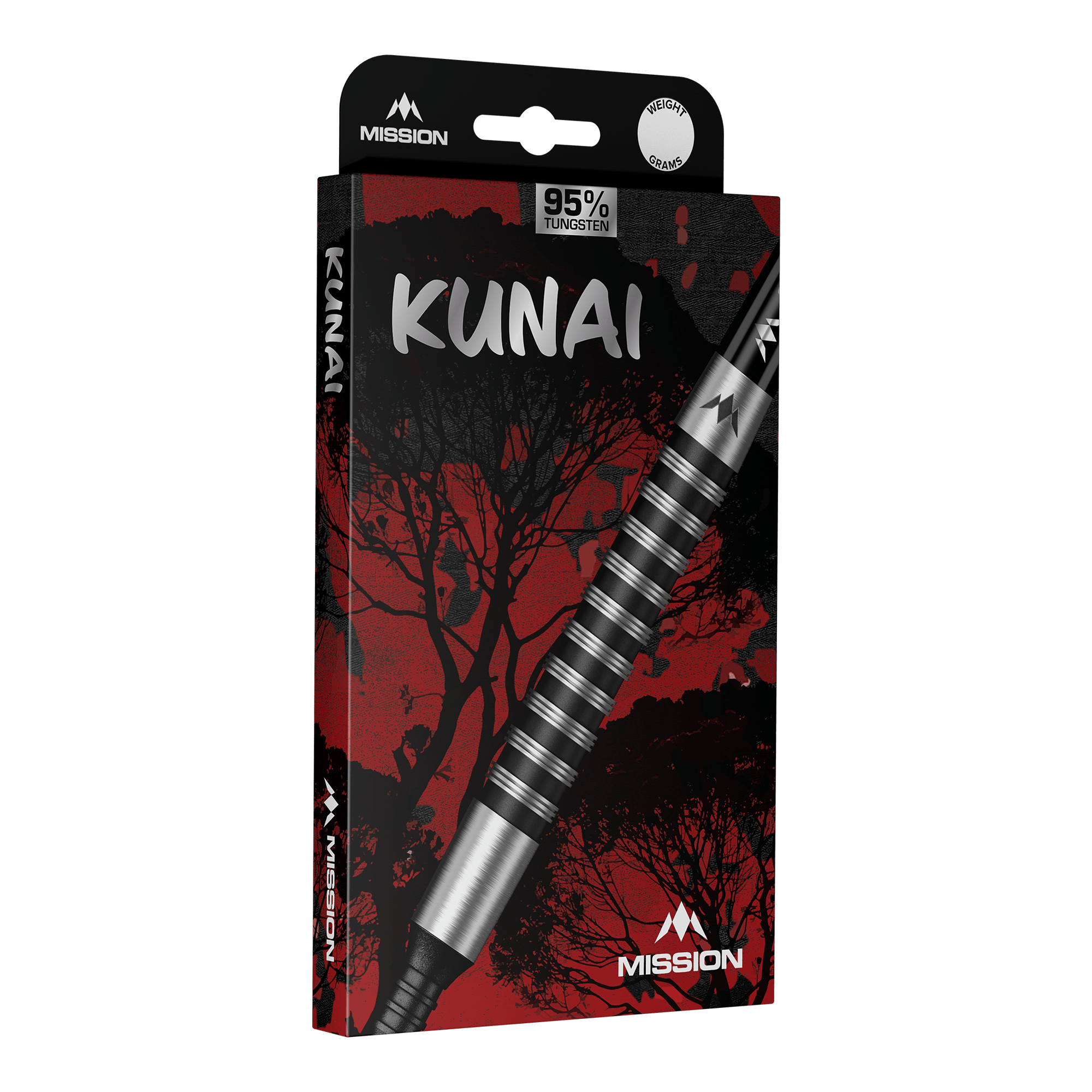 Freccette Mission Kunai in acciaio PVD nero - 23 g Hier wird Mission Kunai Black PVD Steeldarts - 23g dargestellt. Die Steeldarts bestehen aus schwarzem Material und wiegen 23 Gramm.