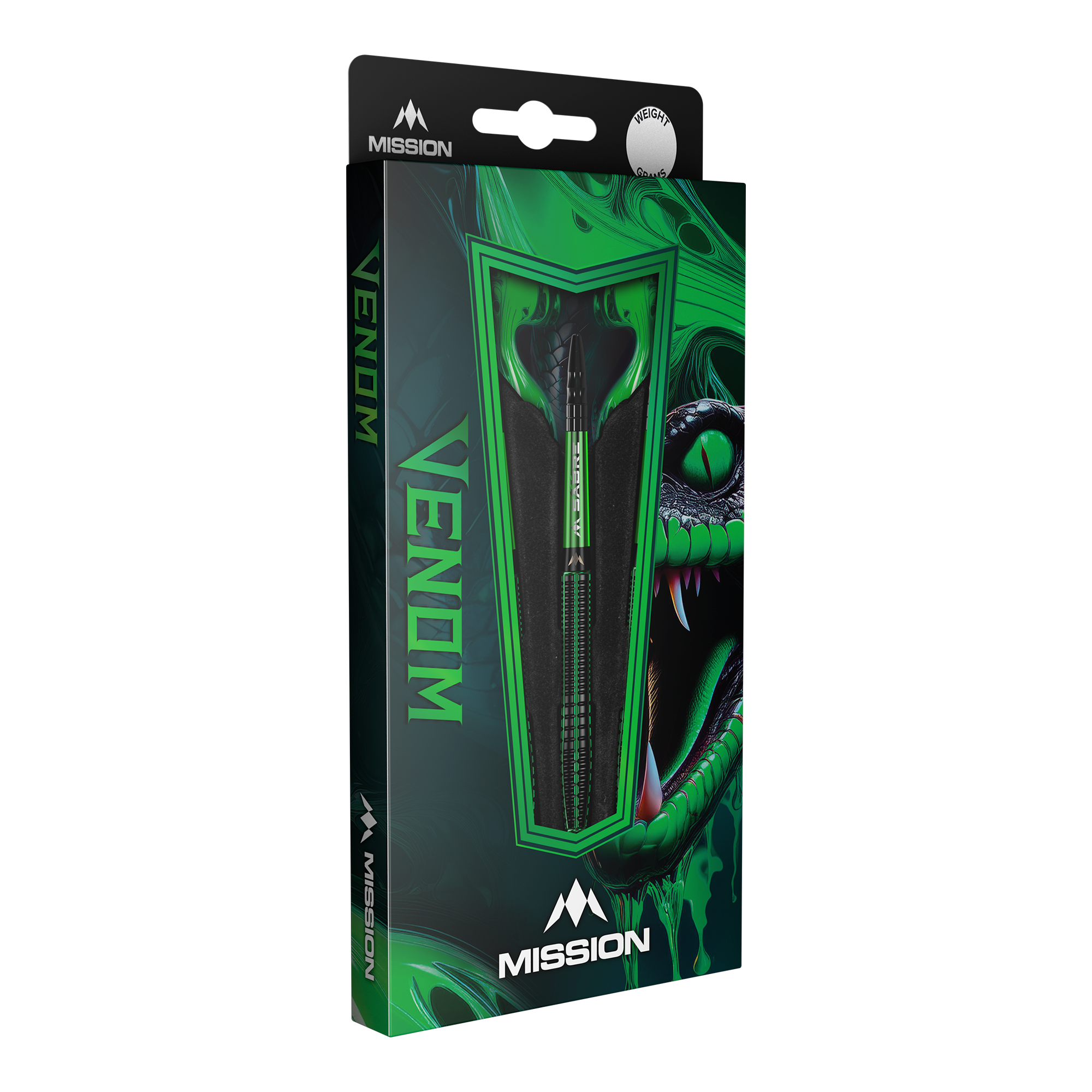 Ocelové šipky Mission Venom Mehrere Mission Venom Steeldarts liegen nebeneinander. Die Oberfläche ist fein strukturiert.