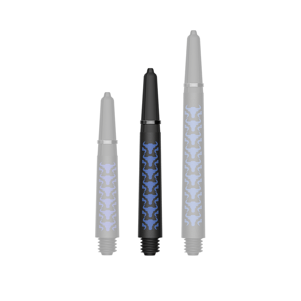 Bulls NL Capo Carbon Shafts - Blue Das Foto zeigt BullsNL Capo Carbon Shafts Blau Short 34mm. Es handelt sich um einen einzelnen Dart-Schaft aus Carbon.
