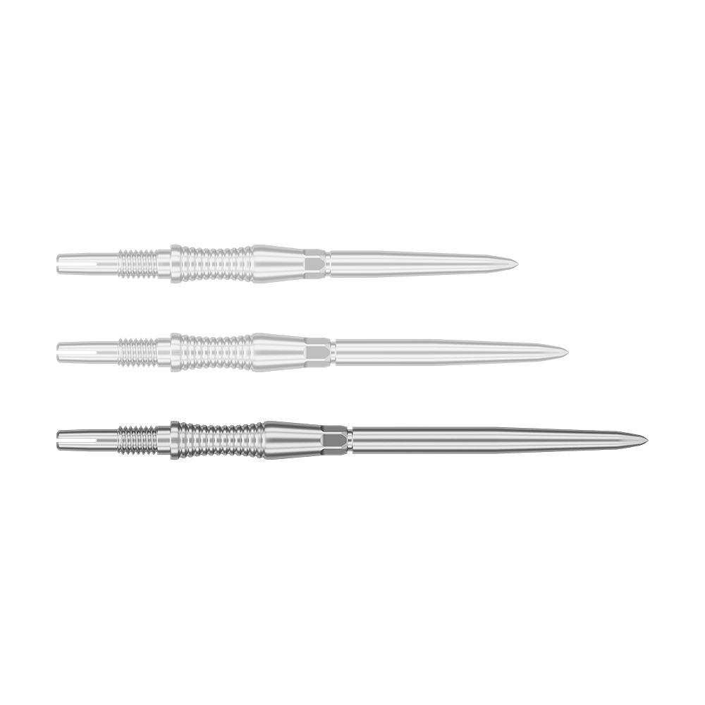 Dargestellt ist eine Dartspitze mit dem Dateinamen '340302_Target_Swiss_Point_Dartspitzen_Signature_RST_Silber_42mm_1'. Zu sehen ist eine silberne Dartspitze mit 42mm Länge.