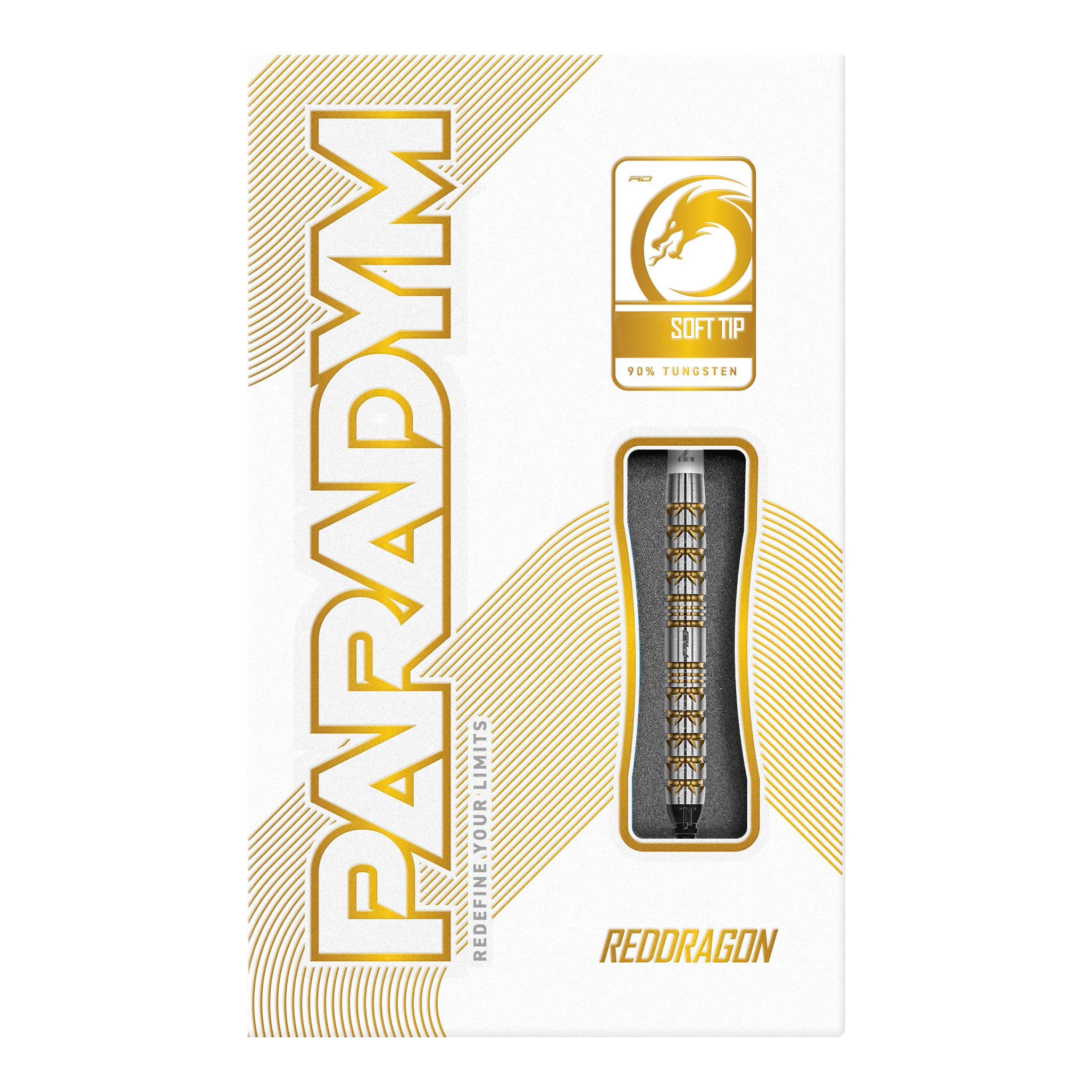 Šipky Red Dragon Paradym Gold Parallel Softdarts - 20g Hier sind die Red Dragon Paradym Gold Parallel Softdarts - 20g abgebildet. Sie zeigen elegante goldene Darts mit parallelem Schaft.
