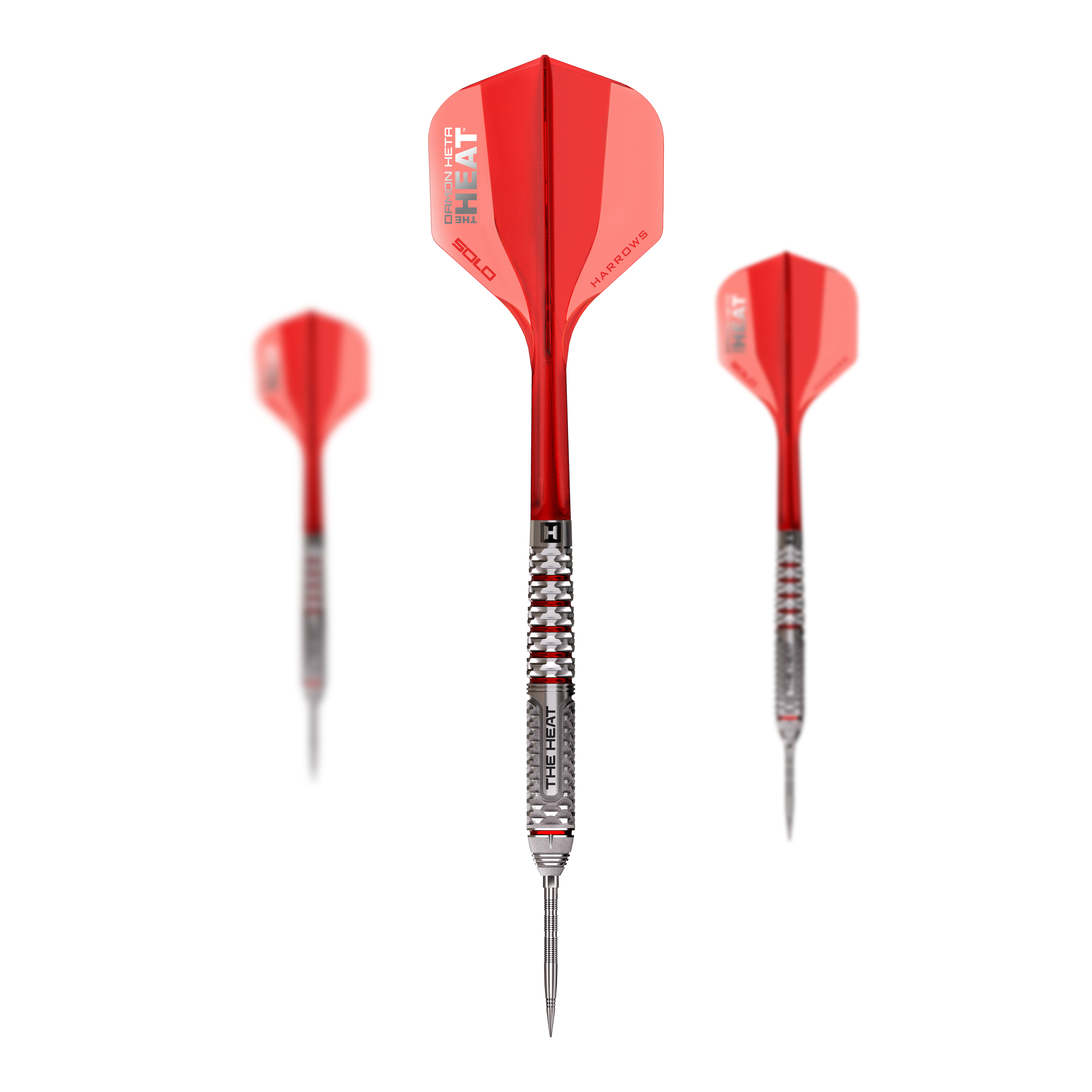 Harrows Damon Heta Geo Quick Point Steeldarts Ein Set Steeldarts der Damon Heta GEO QuickPoint Reihe ist dargestellt. Die Darts sind fein verarbeitet und modern.