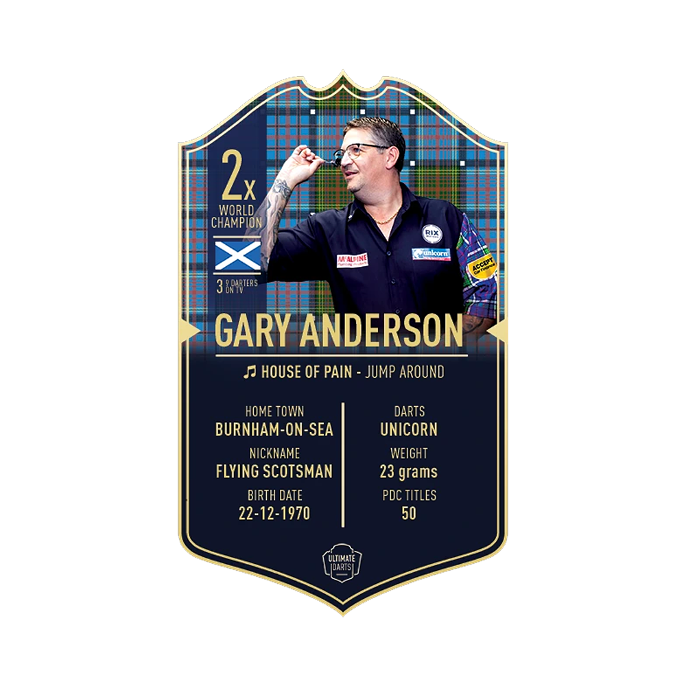 Tarjeta de dardos Ultimate - Gary Anderson