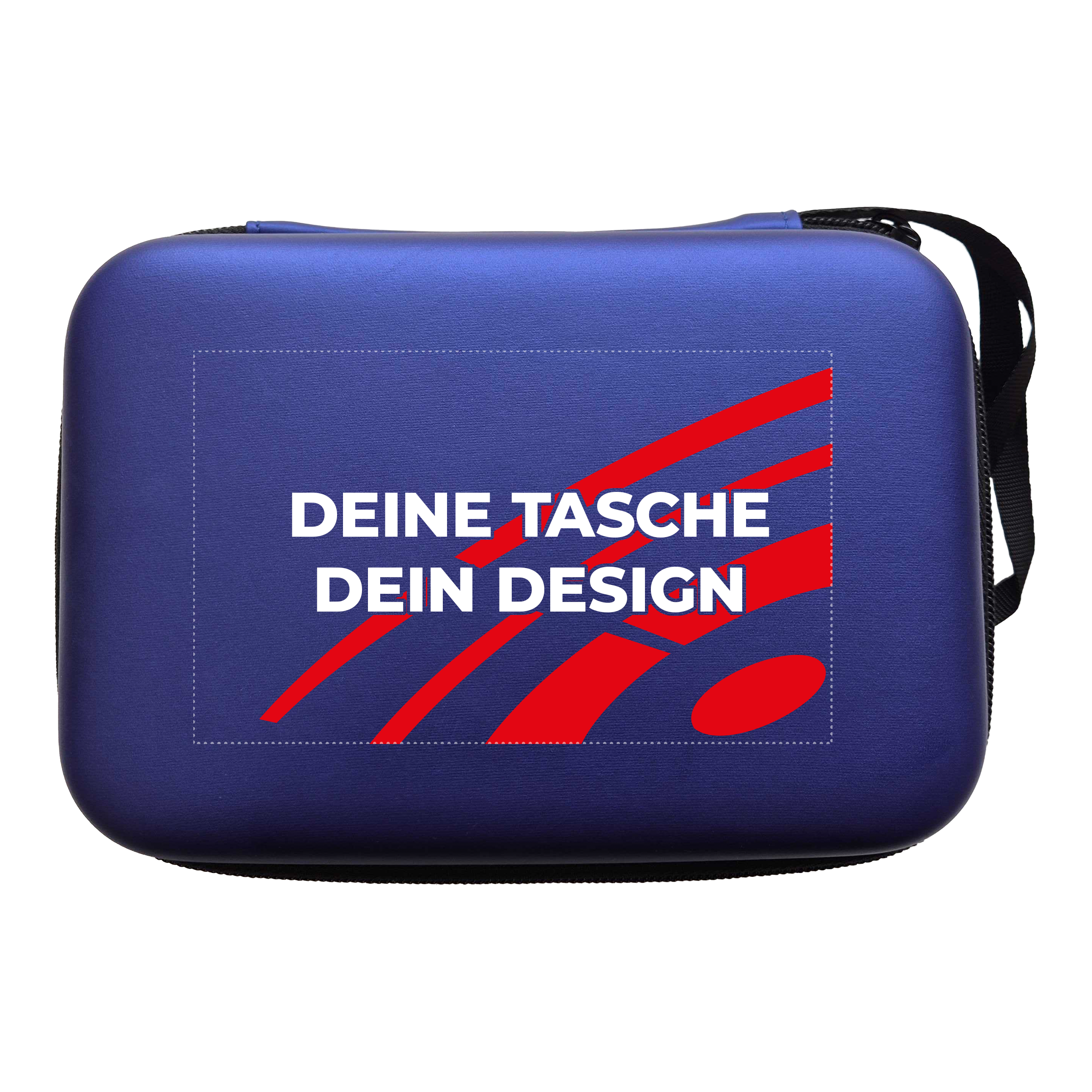 Hier ist ein McDart System4 Dartcase in Blau Metallic zu sehen. Das Etui liegt geöffnet auf einer glänzenden Oberfläche.