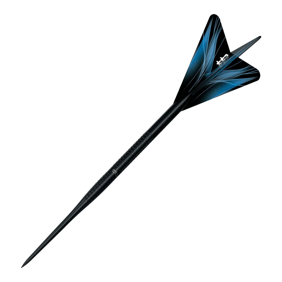 Das Bild zeigt den Caliburn TTD Complete Titanium T1 Black Steeldarts - 5g. Der Dartpfeil besticht durch sein schwarzes Titan-Finish.