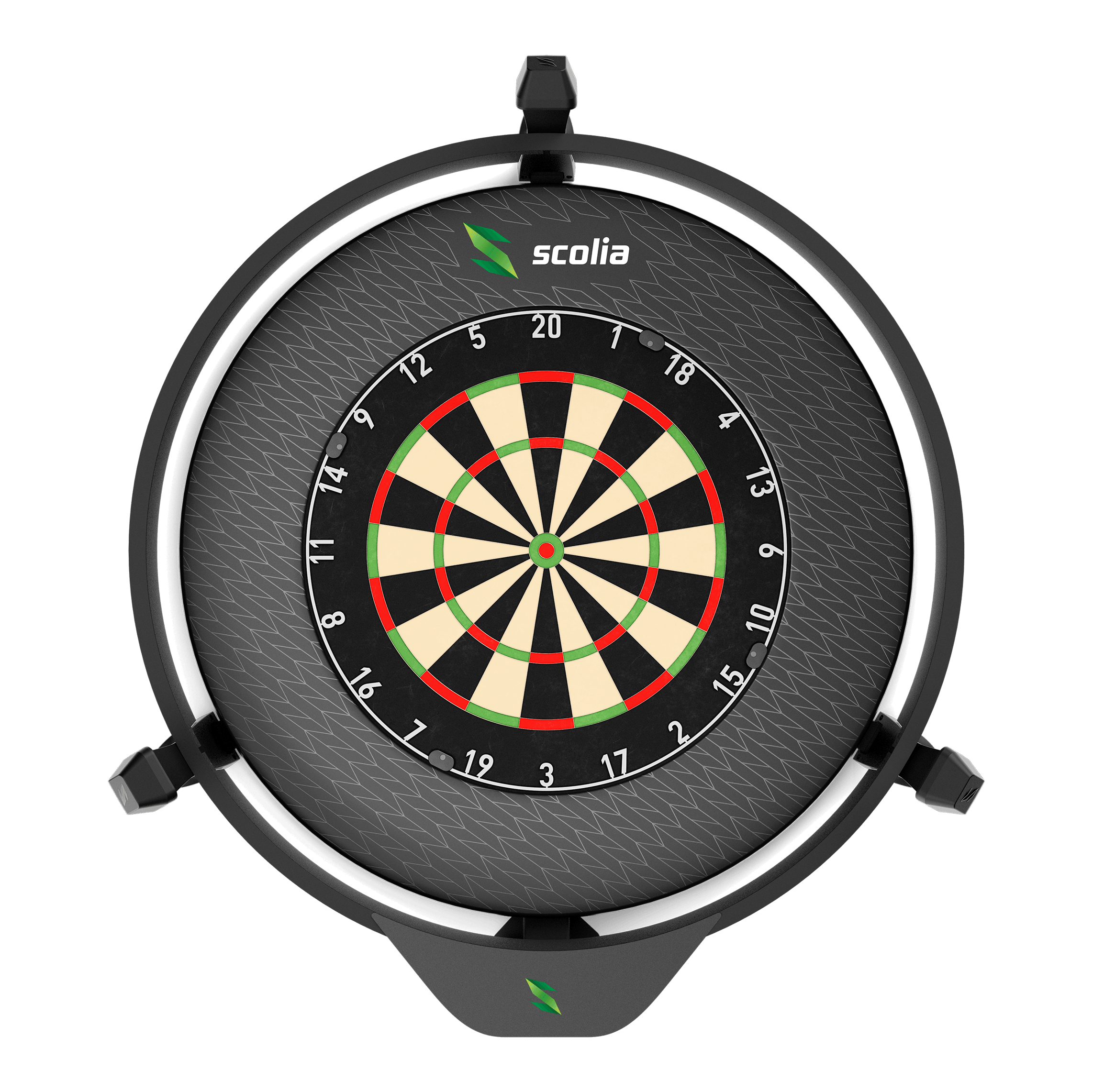 Cornice per bersaglio freccette firmata Scolia Abgebildet ist der Scolia Signature Dartboard Surround. Er verhindert Beschädigungen durch fehlgeworfene Dartpfeile.
