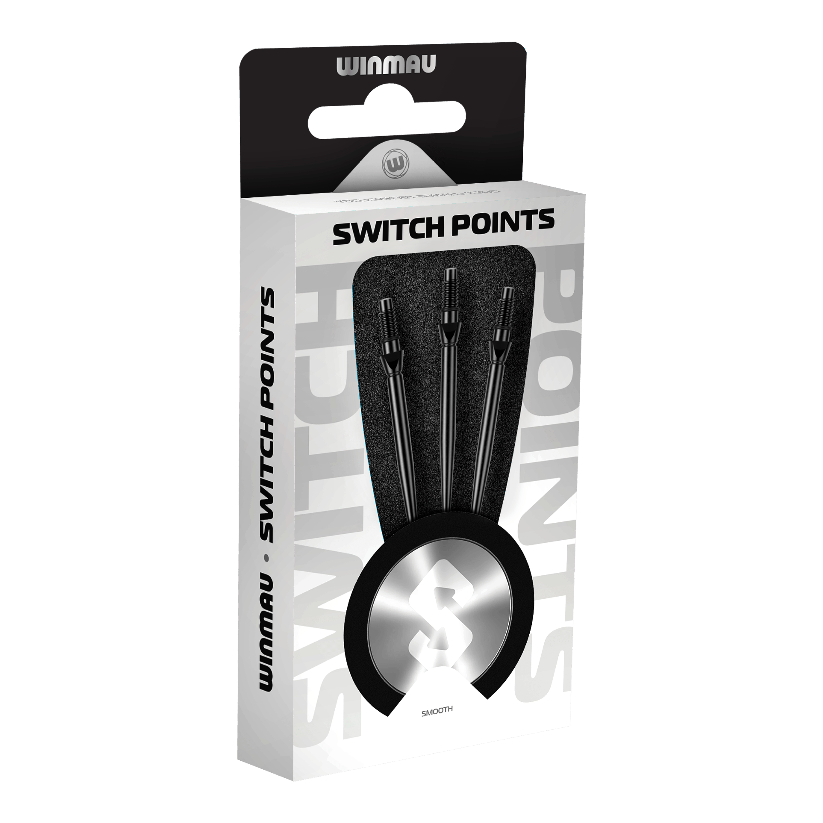 Końcówki do lotek Winmau Switch Point Smooth Steel – czarne Hier sieht man die Winmau Switch Point Smooth Steeldartspitzen in Schwarz. Die Dartspitzen haben ein glattes Design und sind schwarz gefärbt.