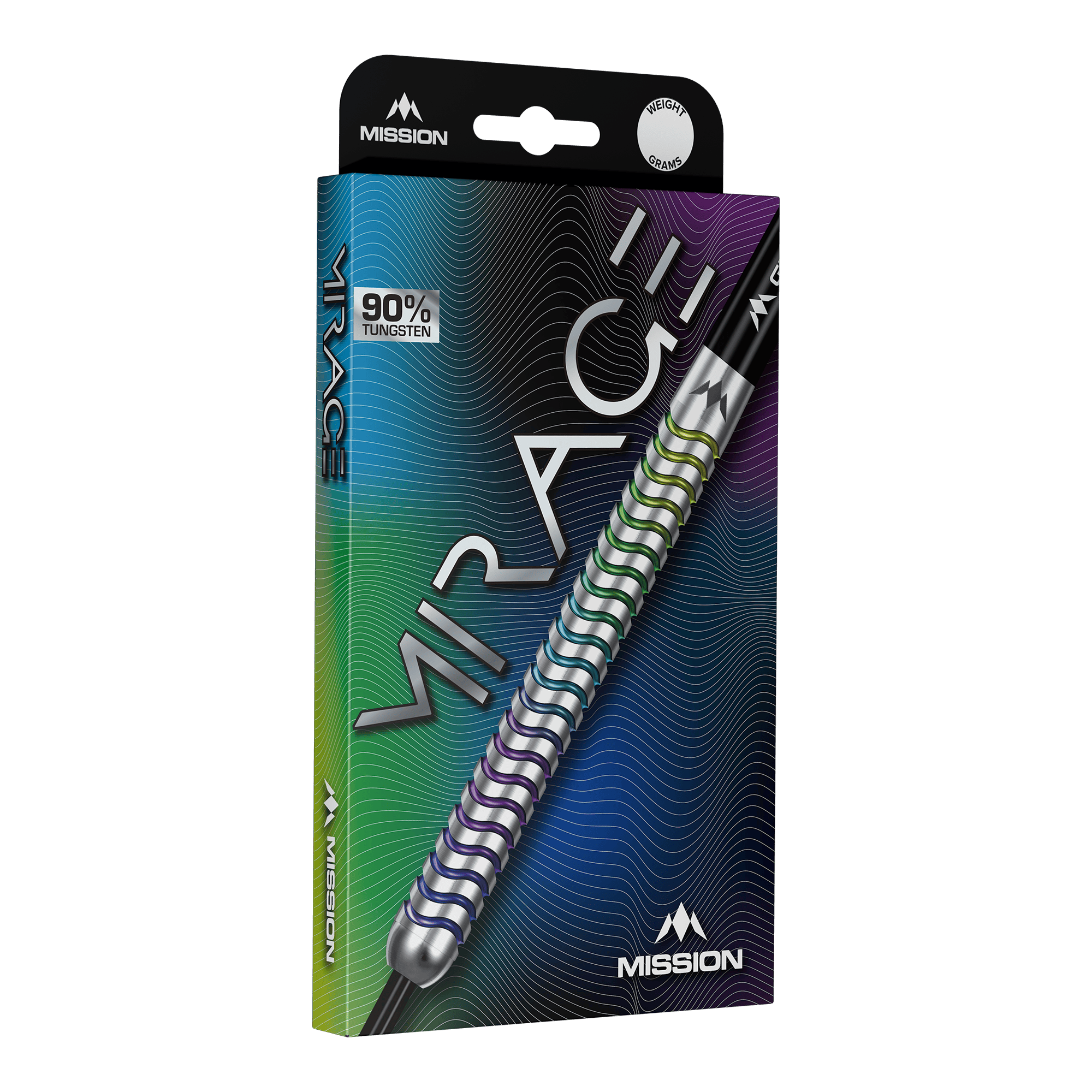 Ocelové šipky Mission Mirage Mission Mirage Steeldarts sind klassische Steeldarts für präzises Spiel. Das Bild zeigt das Produkt in Detailansicht.