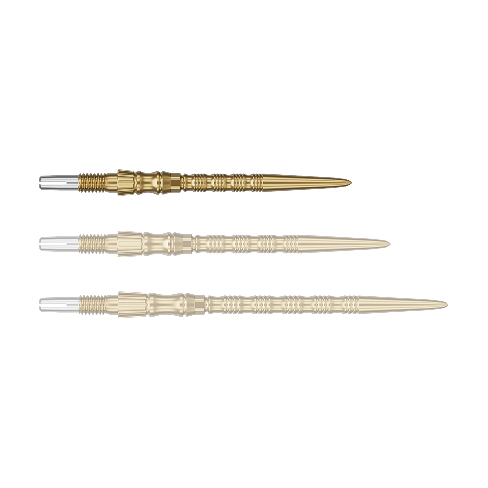 Target Signature Swiss Point TRB Steeldartspitzen - Gold Ein einzelner Target SwissPoint Signature TRB Dartspitze in Gold mit 30mm Länge wird gezeigt. Die Spitze ist detailliert abgebildet.