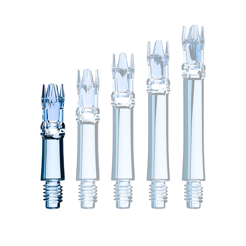 Náhradní hřídele L-Systém L - čirá modrá Eine transparente blaue Ersatzshaft ist im Bild. Die Shaft wird als Einzelstück gezeigt.
