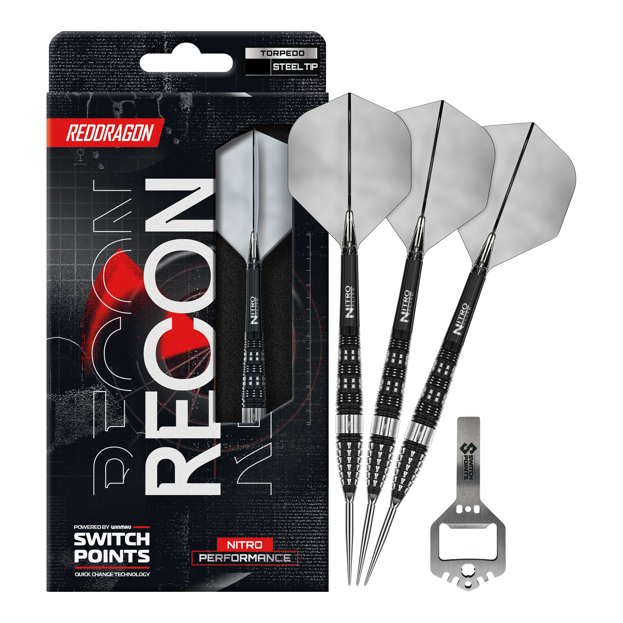 Red Dragon Recon Torpedo Steeldarts Abgebildet sind die Red Dragon Recon Torpedo Steeldarts mit 23g Gewicht. Diese Steeldarts zeichnen sich durch ihre spezielle Form und hohe Präzision aus.