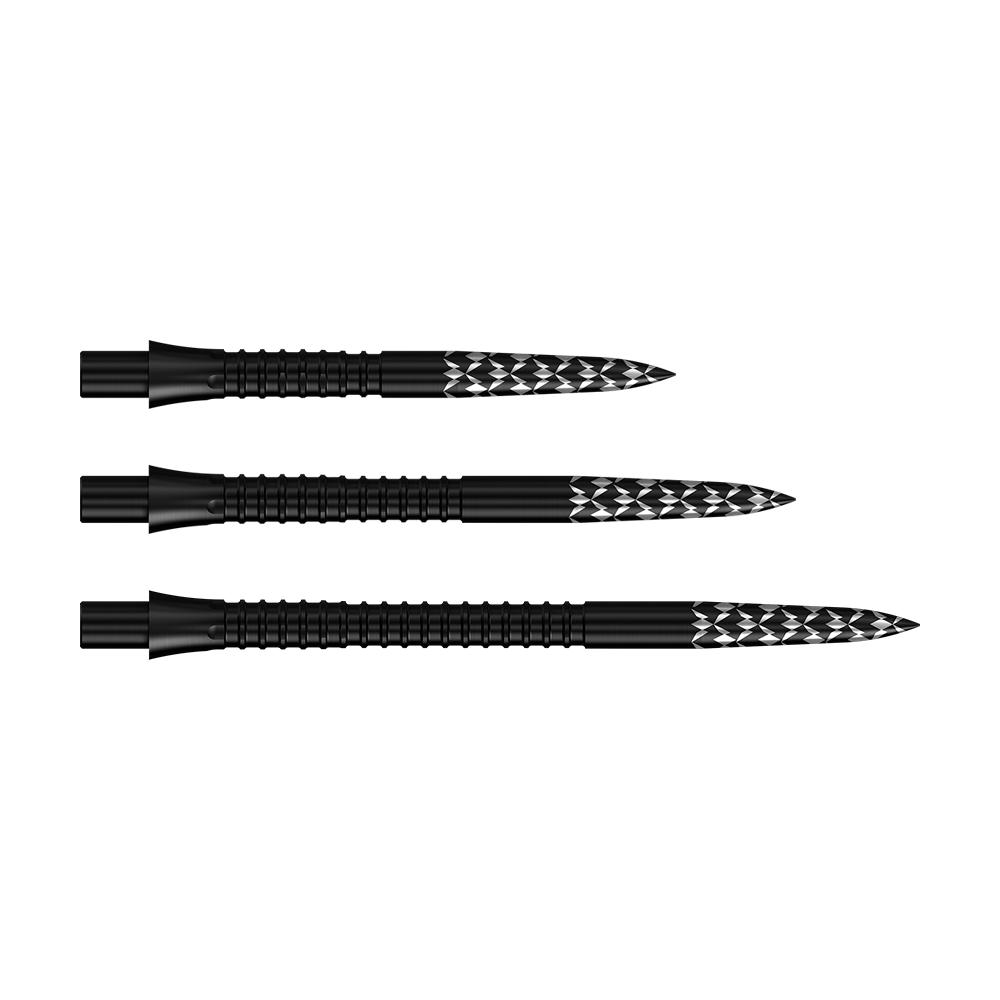 Puntas de dardos Mission Caliburn EVO con logotipo GV - Negro Das Bild zeigt die Mission Caliburn EVO Dartspitzen GV-Logo in Schwarz. Sie sind mit einem speziellen Logo-Design versehen.