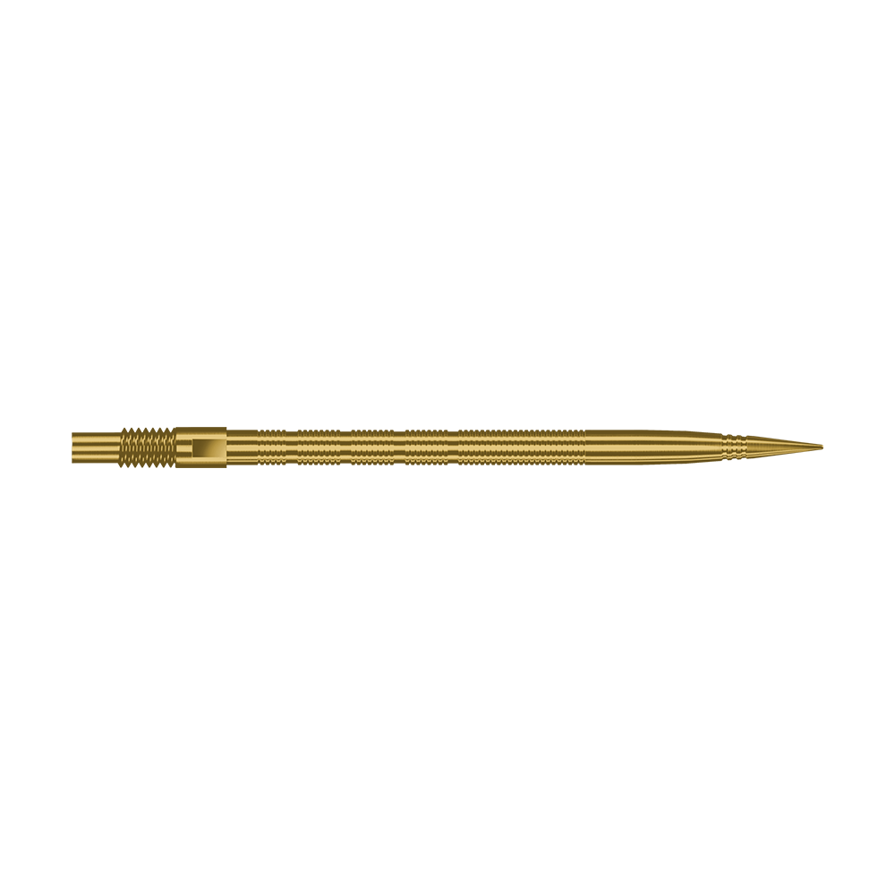 Harrows Quick Point Micro Ridge Dartspitzen - Gold Das Bild zeigt Harrows Quick Point MicroRidge Dartspitzen in Gold, 40mm. Die Dartspitze ist einzeln dargestellt.