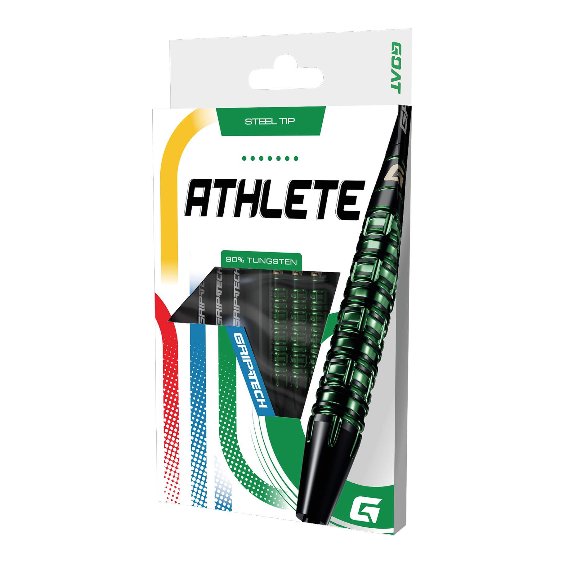 Šipky GOAT Athlete Green Tungsten Steel Ein GOAT Athlete Tungsten Steeldart ist abgebildet. Er ist für professionelle Spiele geeignet.