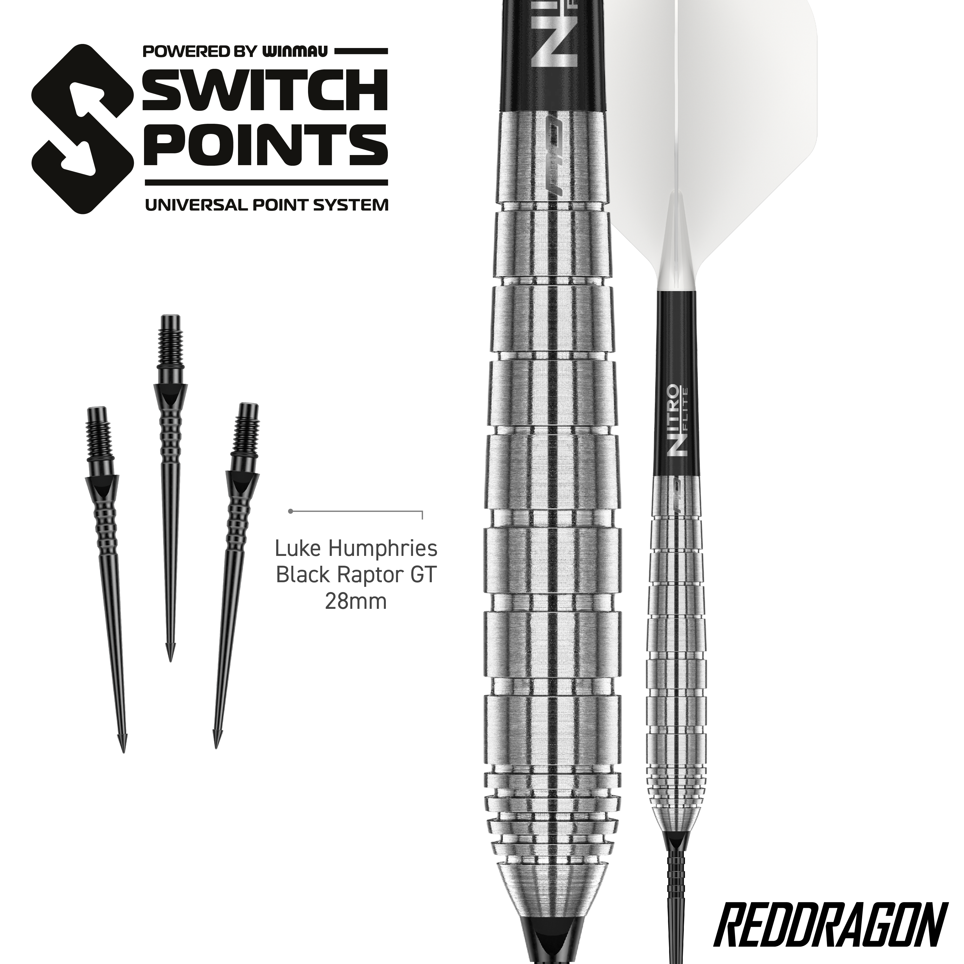Red Dragon Luke Humphries TX1 Pioneer Switch Point Steeldarts Das Bild zeigt die Red Dragon Luke Humphries TX1 Pioneer Switch Point Steeldarts. Diese Steeldarts sind hochwertig verarbeitet.