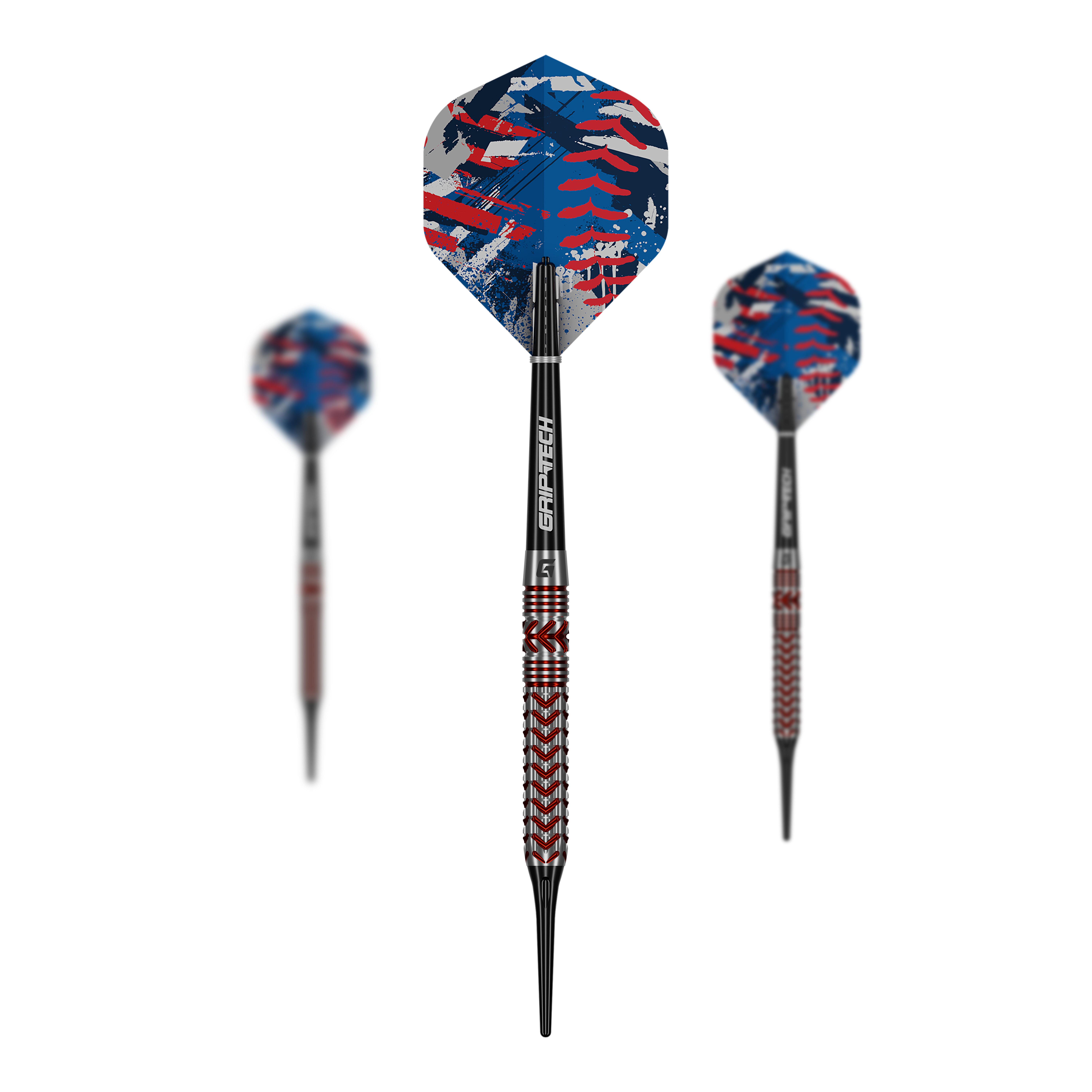 Miękkie lotki GOAT Curveball - 20g GOAT Curveball Tungsten Softdarts - 20g werden auf diesem Bild gezeigt. Die Softdarts bestehen aus Tungsten und wiegen 20 Gramm.