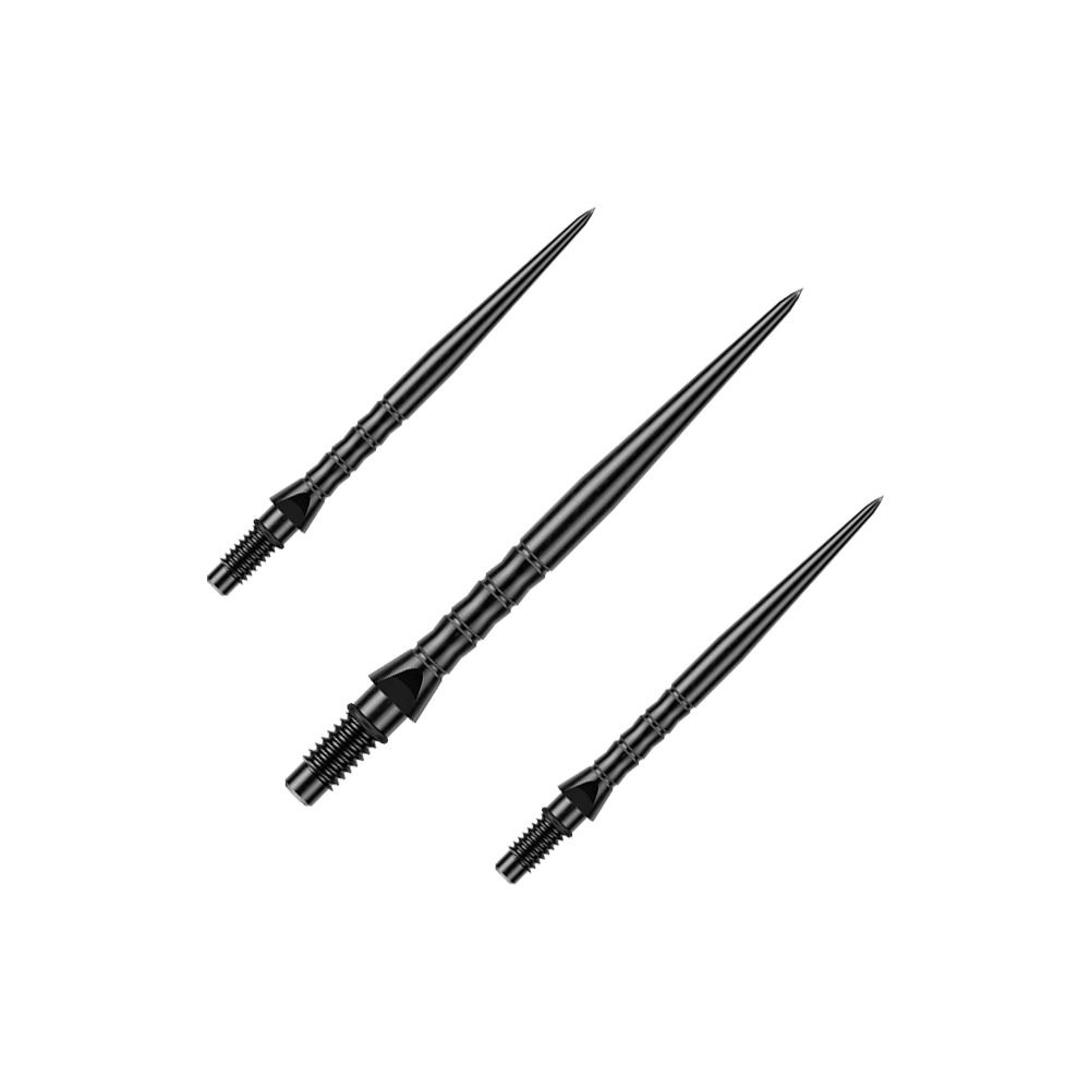 Stalowe groty do lotek Winmau Switch Point Wave – czarne Abgebildet ist ein Set von schwarzen Steeldartspitzen mit Wave-Struktur. Enthalten ist vermutlich eine 30 mm lange Variante.