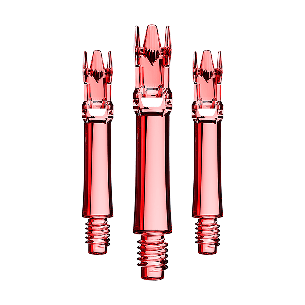 L-Style L-System Replacement Shafts - Clear Red Ein Set aus roten transparenten Ersatzshafts ist dargestellt. Die Shafts sind ordentlich angeordnet.