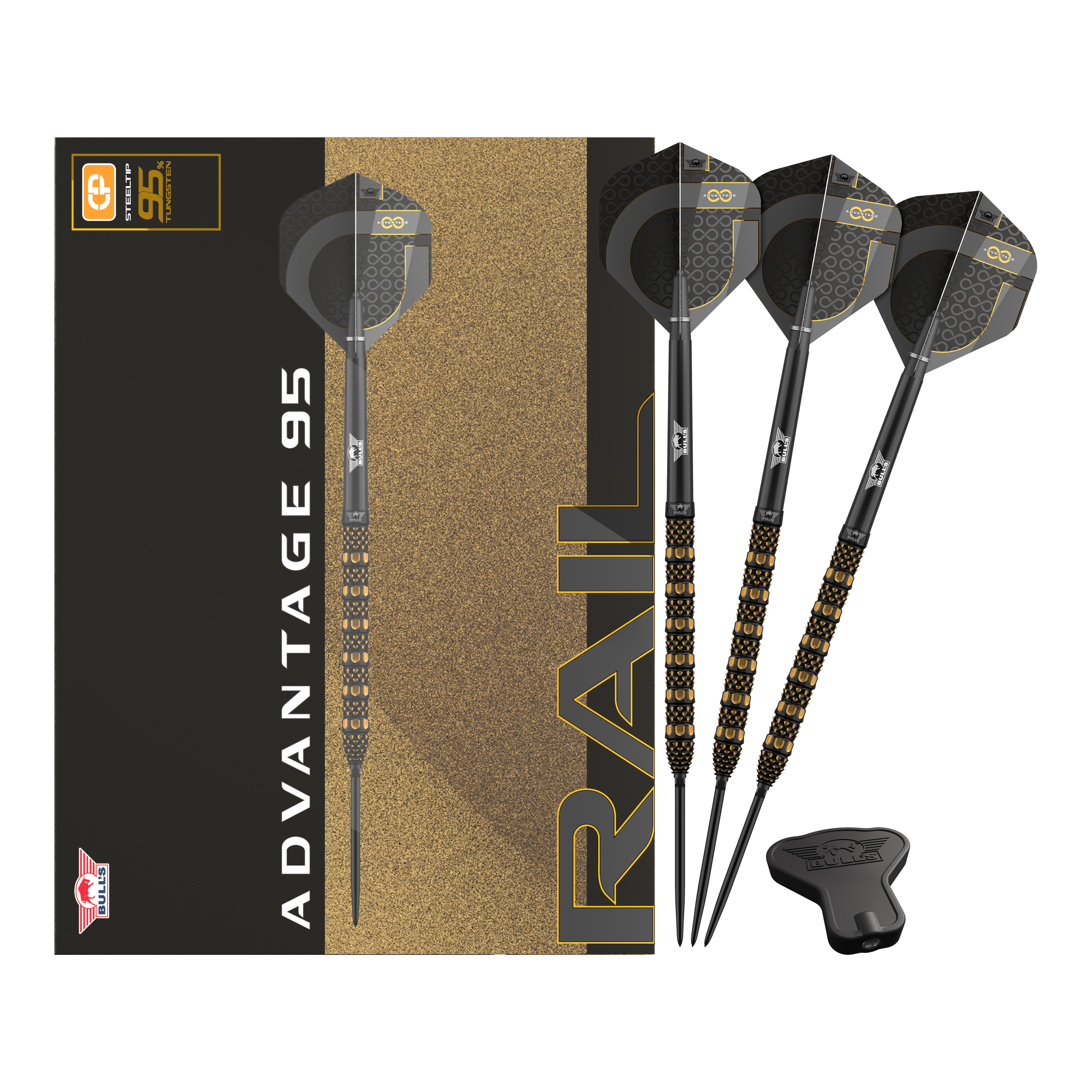 Šipky Bulls NL Advantage 95 Rail Convertible Point Steel Darts Zu sehen ist das Produkt Bulls NL Advantage 95 Rail Convertible Point Steeldarts. Verschiedene Ansichten sind dargestellt.