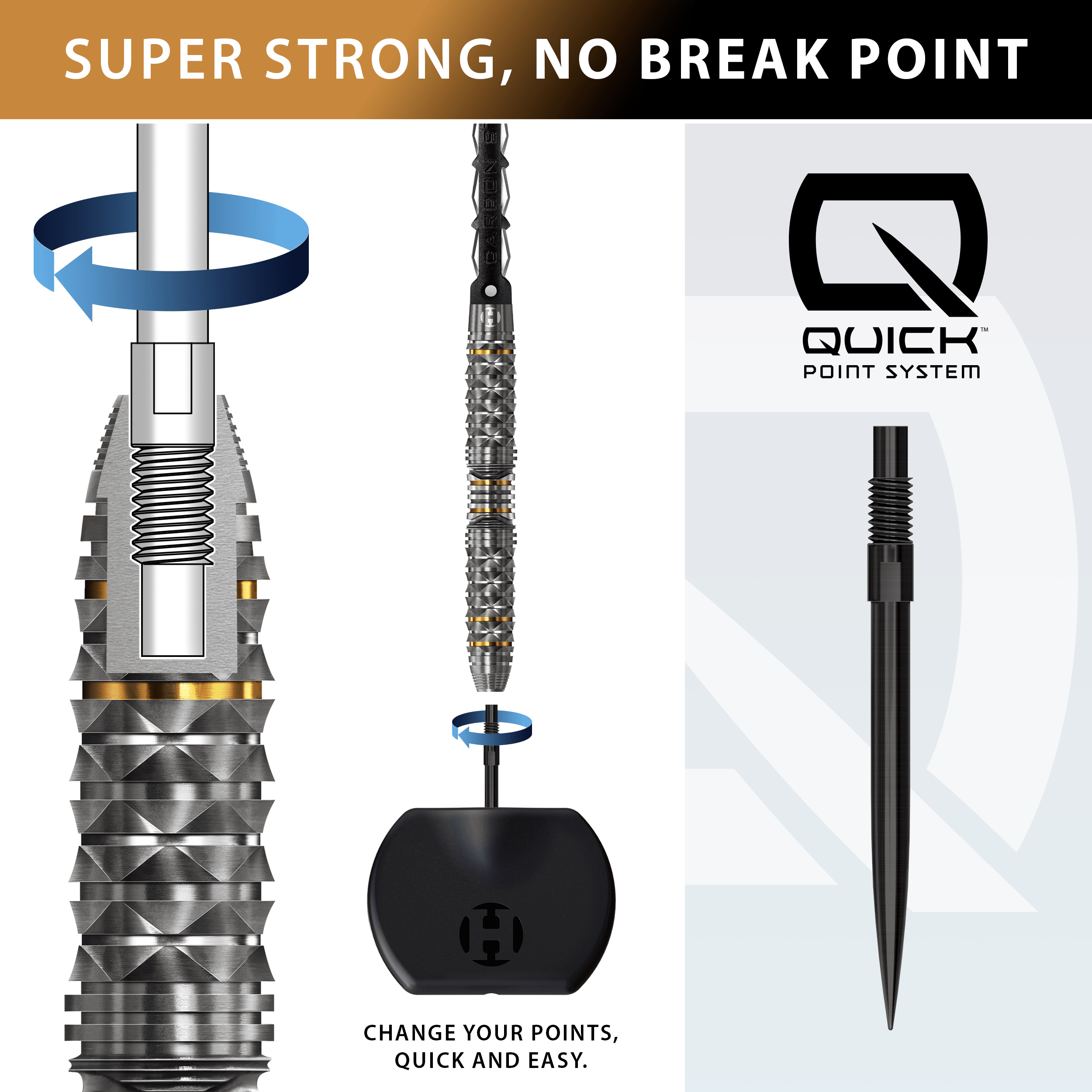 Fléchettes en acier Harrow's Opus Quick Point Harrows Opus Quick Point Steeldarts - 23g. Abgebildet ist ein Set hochwertiger Steeldarts mit 23 Gramm Gewicht.