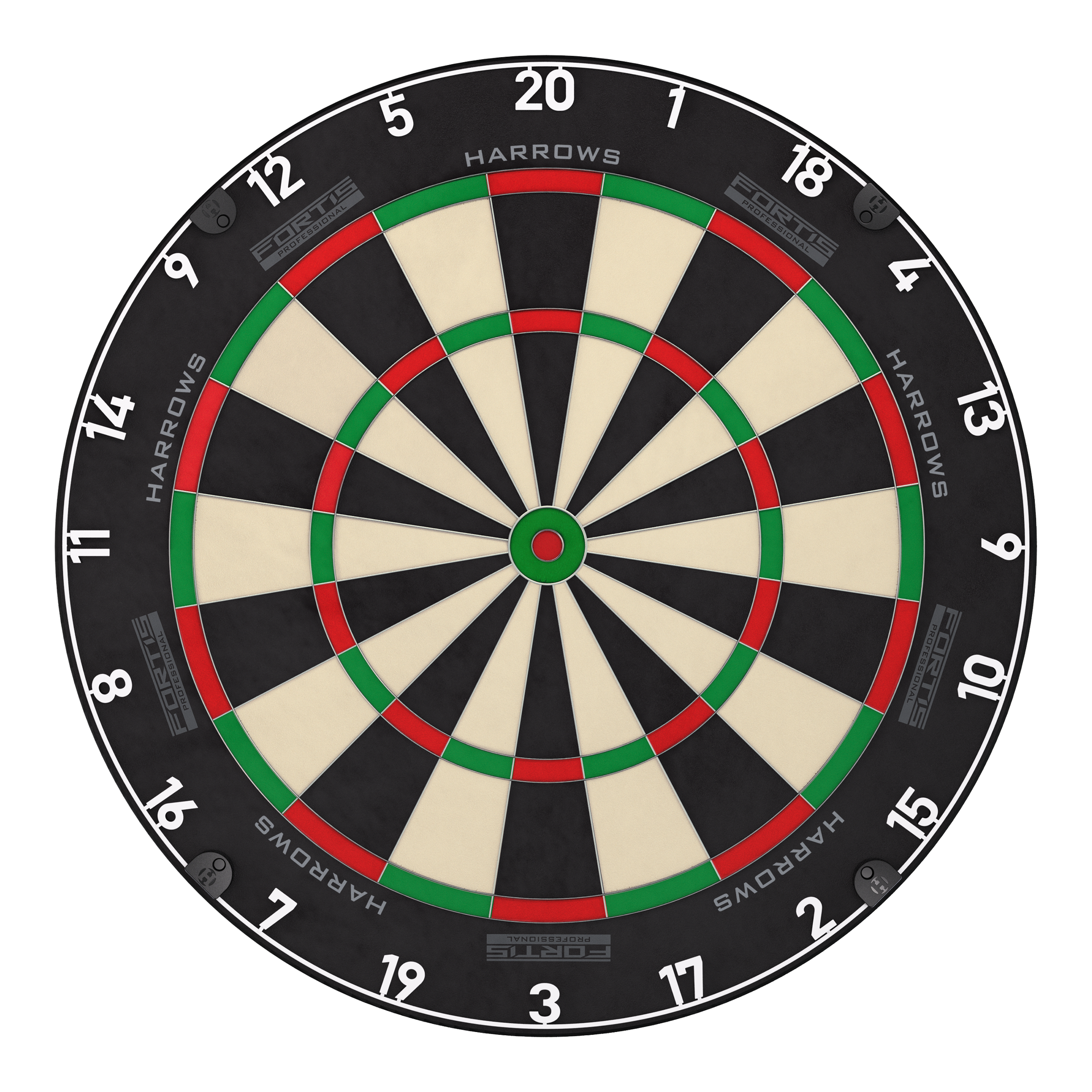 Hier sieht man das Produkt Harrows Fortis Steeldartboard. Es bietet eine erstklassige Spielfläche für Dartfans.