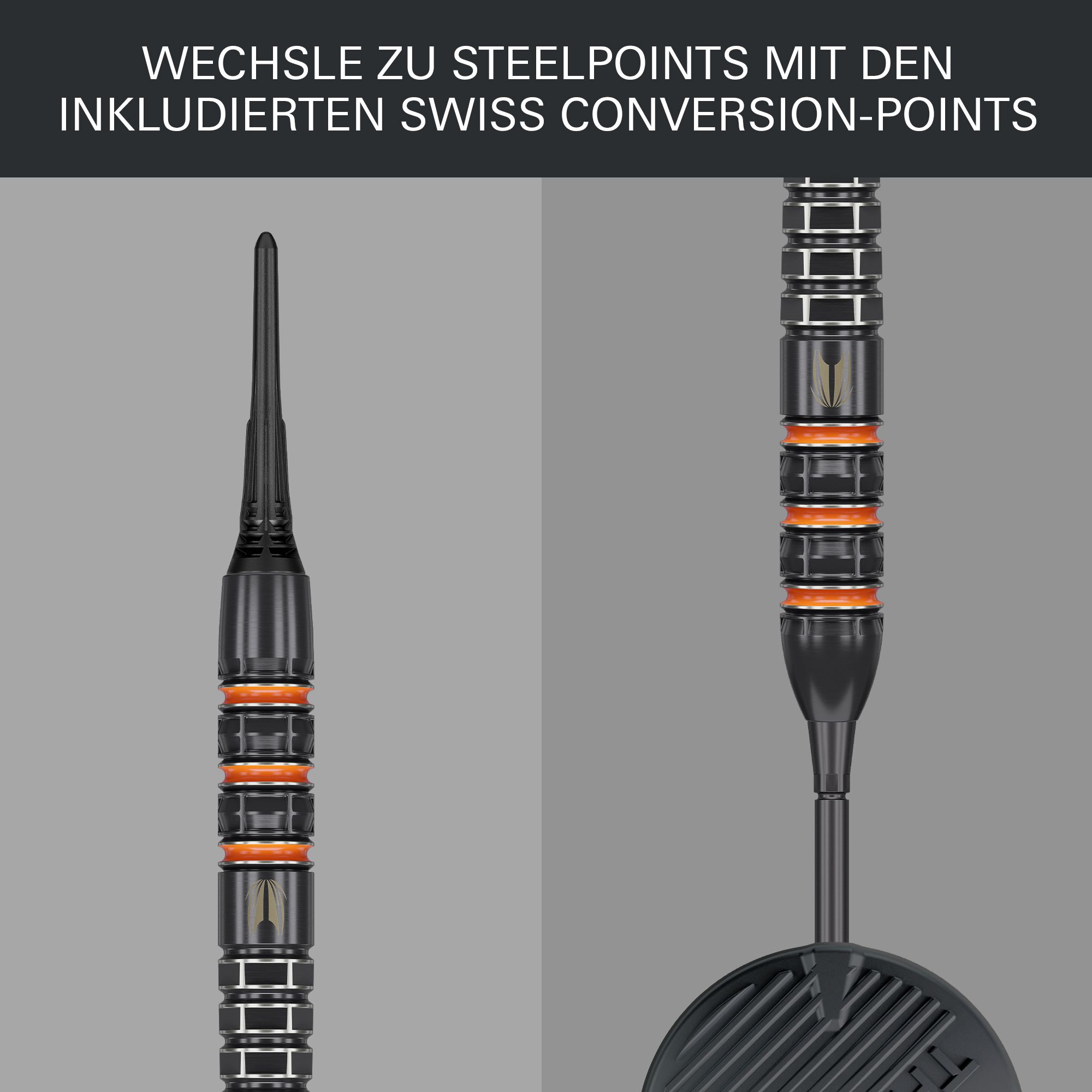Terč Raymond Van Barneveld 95K měkké šipky - 20g Zu sehen sind die Target Raymond Van Barneveld 95K Softdarts, 20g. Das Darts-Set liegt auf einer dunklen Oberfläche.