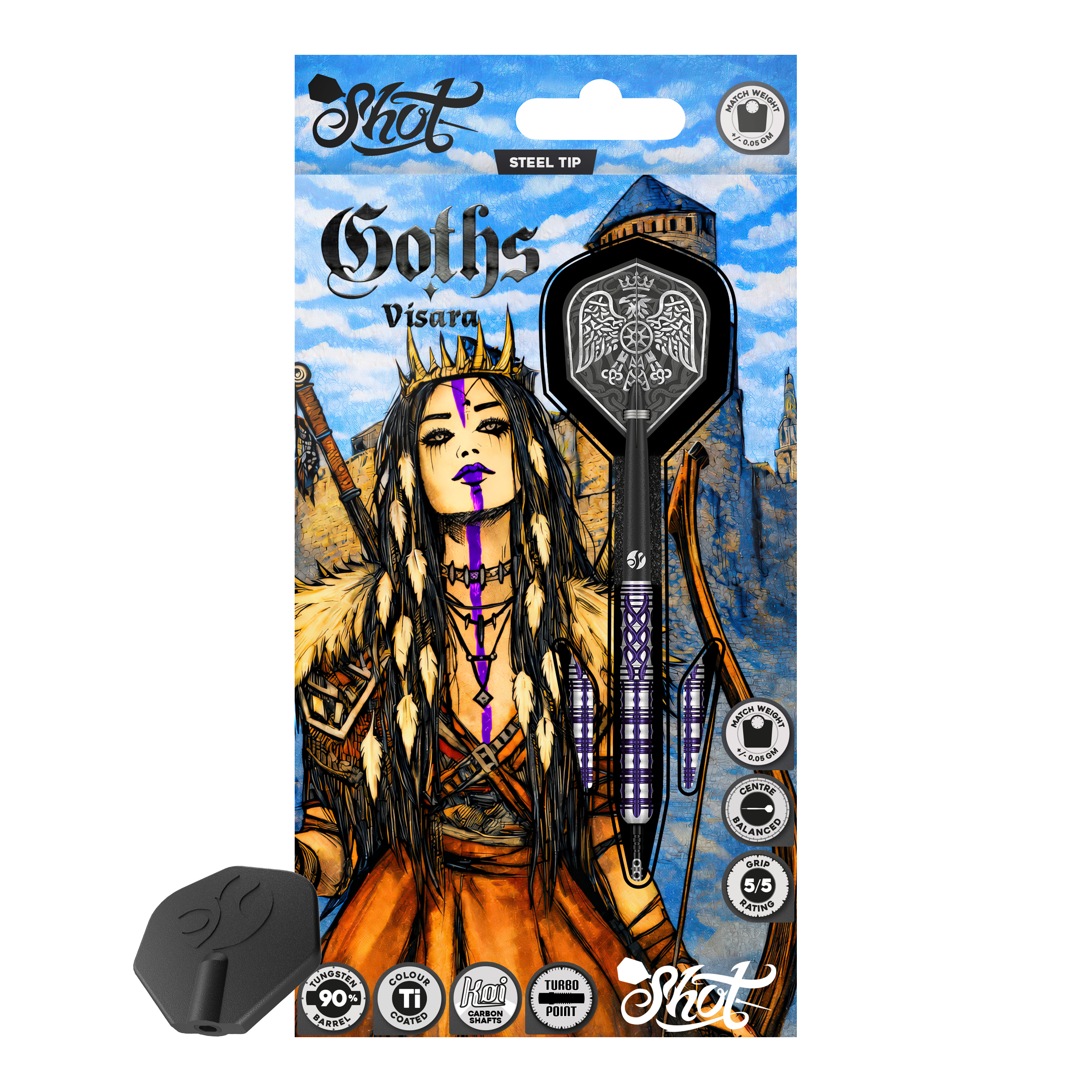 Shot Goths Visara Turbo Point Steel Darts - 23g Shot Goths Visara Turbo Point Steel Darts - 23g