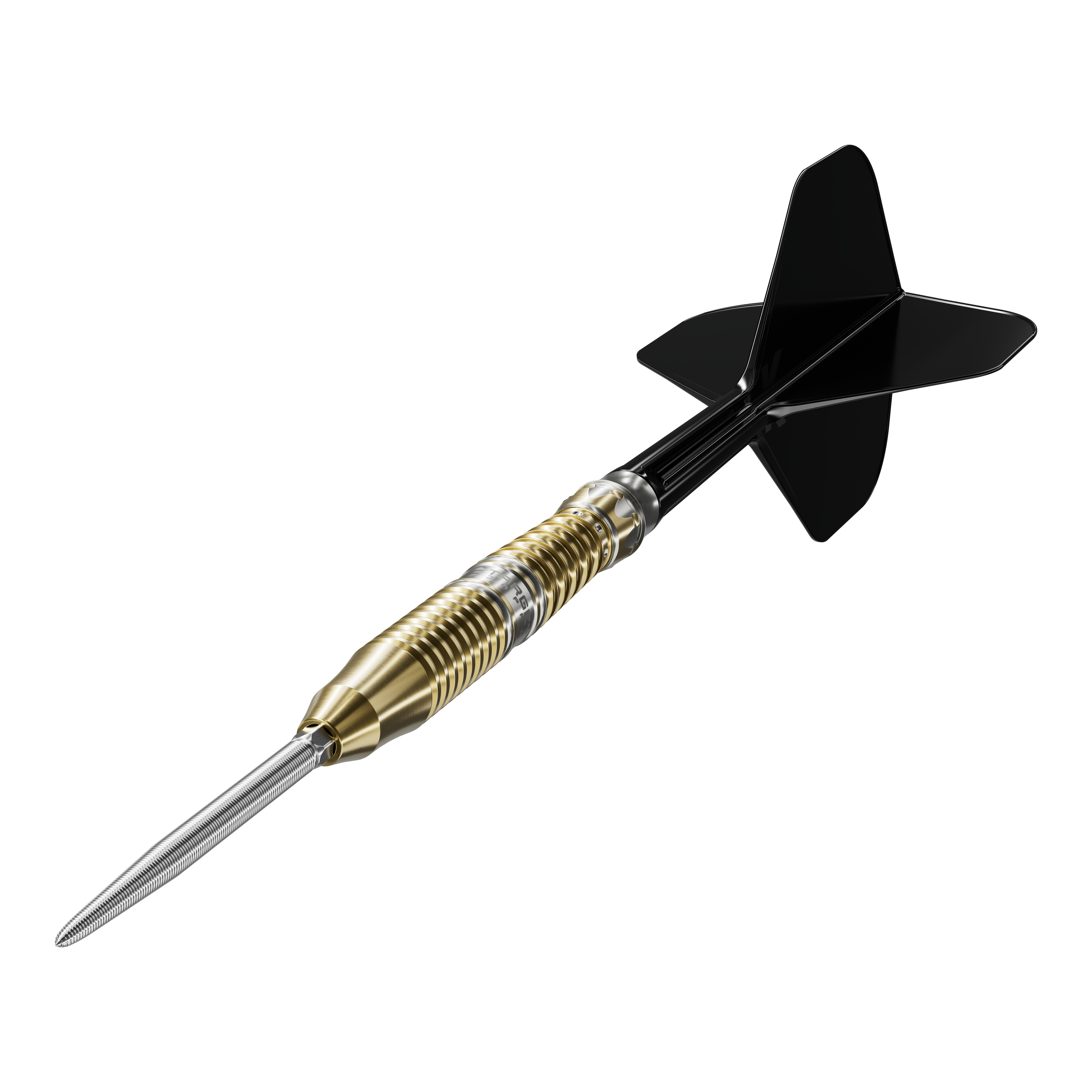 Abgebildet sind die Target Japan Black Marque Enzo Swiss Point Steeldarts. Die Darts sind für Präzision und Stil im Spiel bekannt.