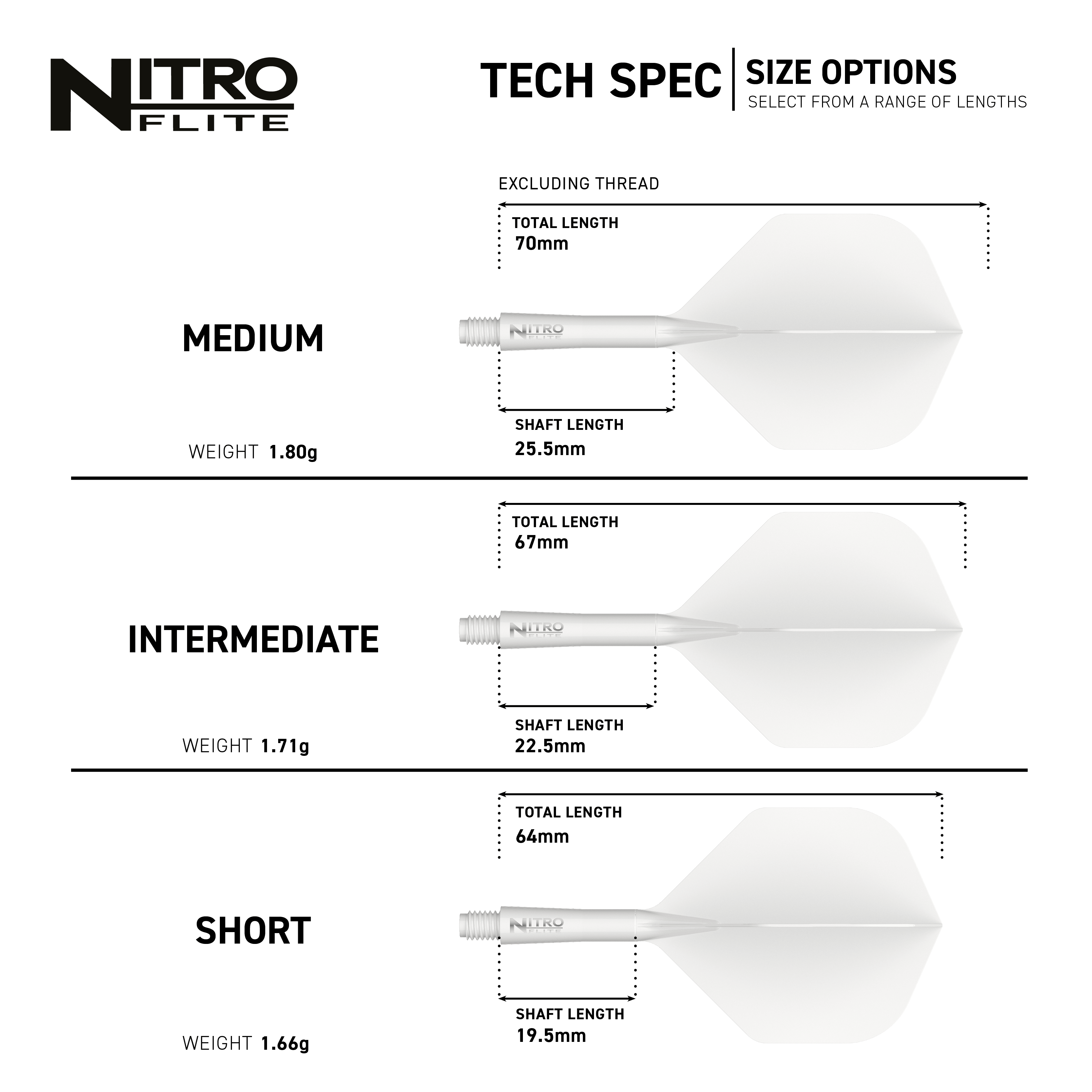 Red Dragon Nitroflite White Shaft White Flights No2 Das Bild zeigt die Red Dragon Nitroflite White Shaft White Flights No2. Es handelt sich um weiße Dartflights mit weißem Schaft.