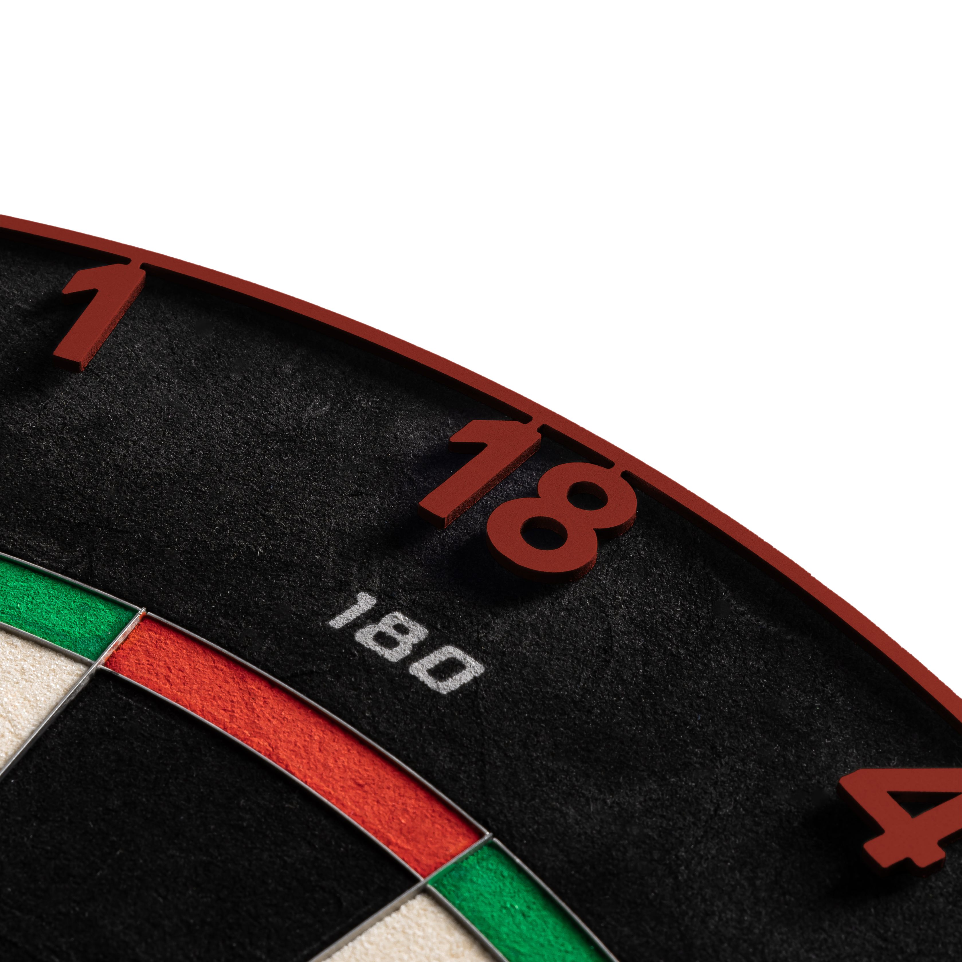 Precise 180 Endorphine Steeldartboard mit Nummernring - Faded Red Gezeigt wird das Precise 180 Endorphine Steeldartboard mit Nummernring in Faded Red. Das Bild beschreibt das Produkt für den Dartbereich.