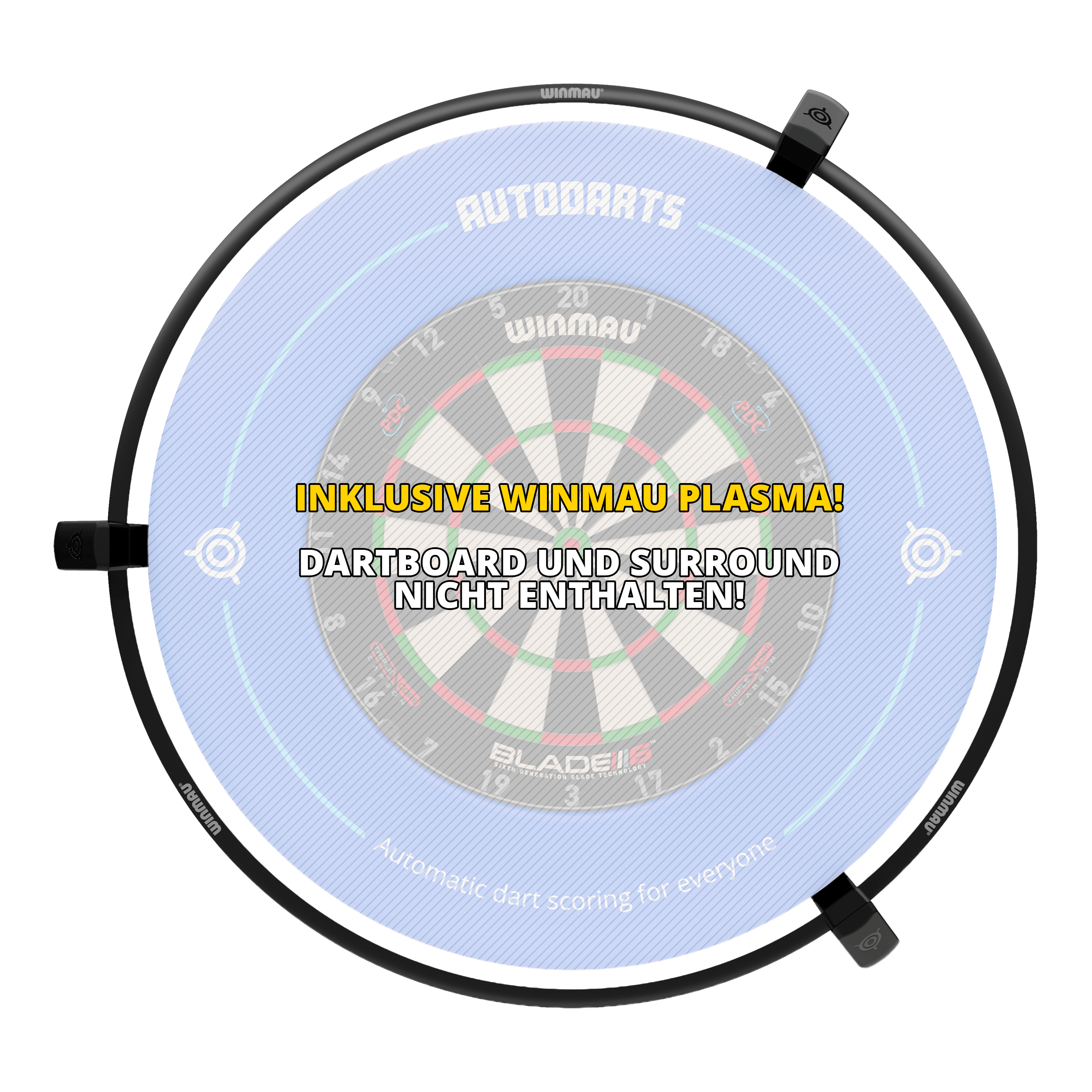 Systém automatického bodování Autodarts Vantage Das Bild zeigt Autodarts Vantage Auto-Scoring-System. Es handelt sich vermutlich um ein automatisches Punktezählsystem für Dartspiele.